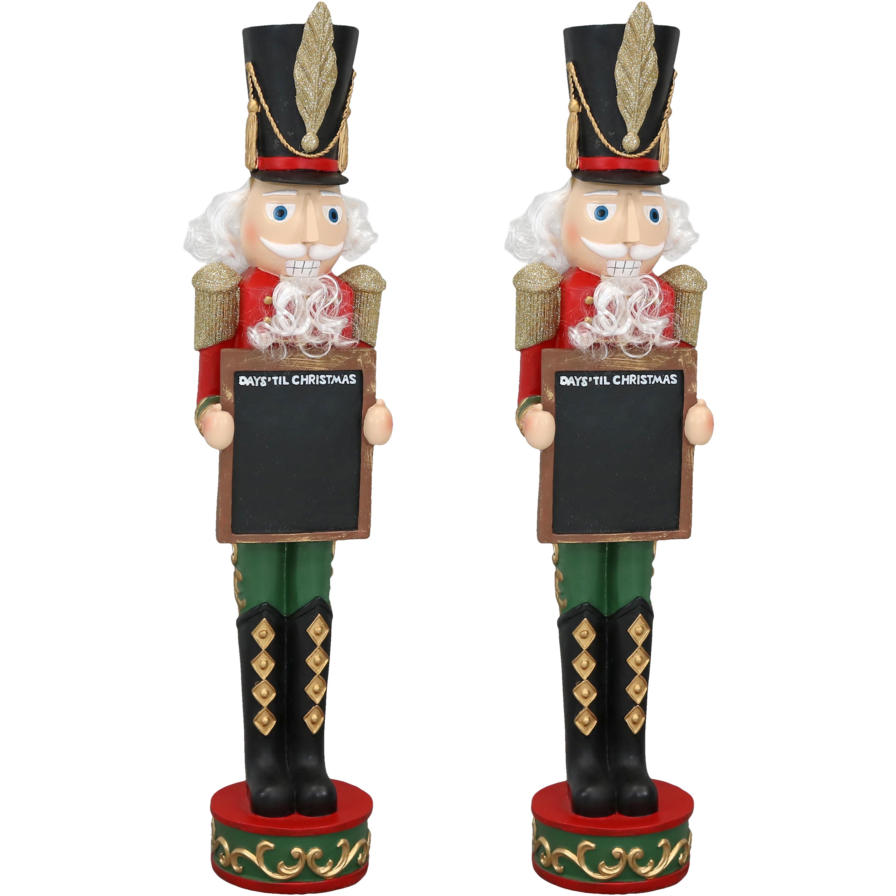 Sunnydaze Friedrich the Nutcracker with Sign Indoor/Outdoor Christmas Decor, Polyresin, 36-Inch, 2 Statues