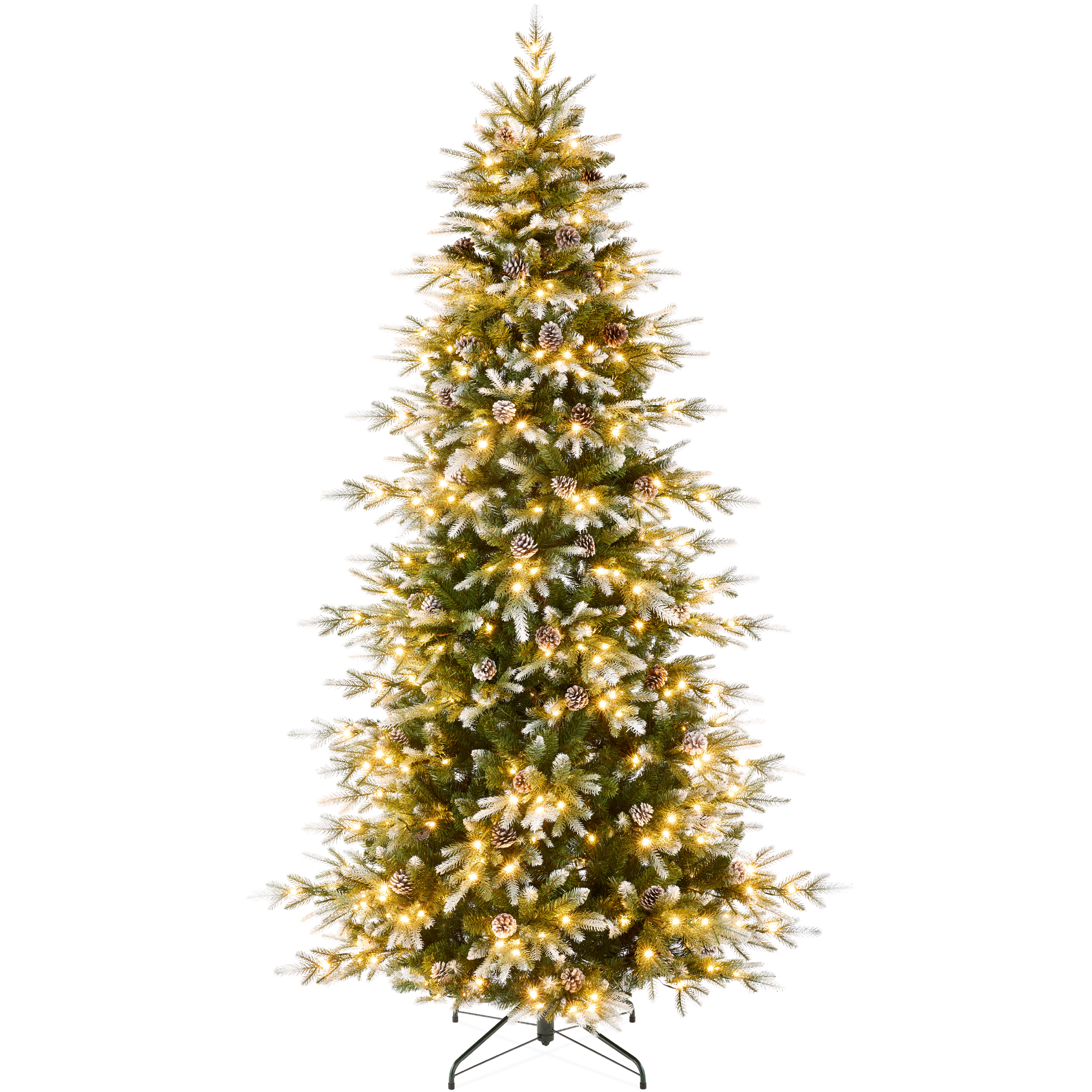 4.5ft Pre-Lit Flocked Aspen Noble Fir Christmas Tree w/ 750 Branch Tips, 150 LED Lights - Best Choice Products Online