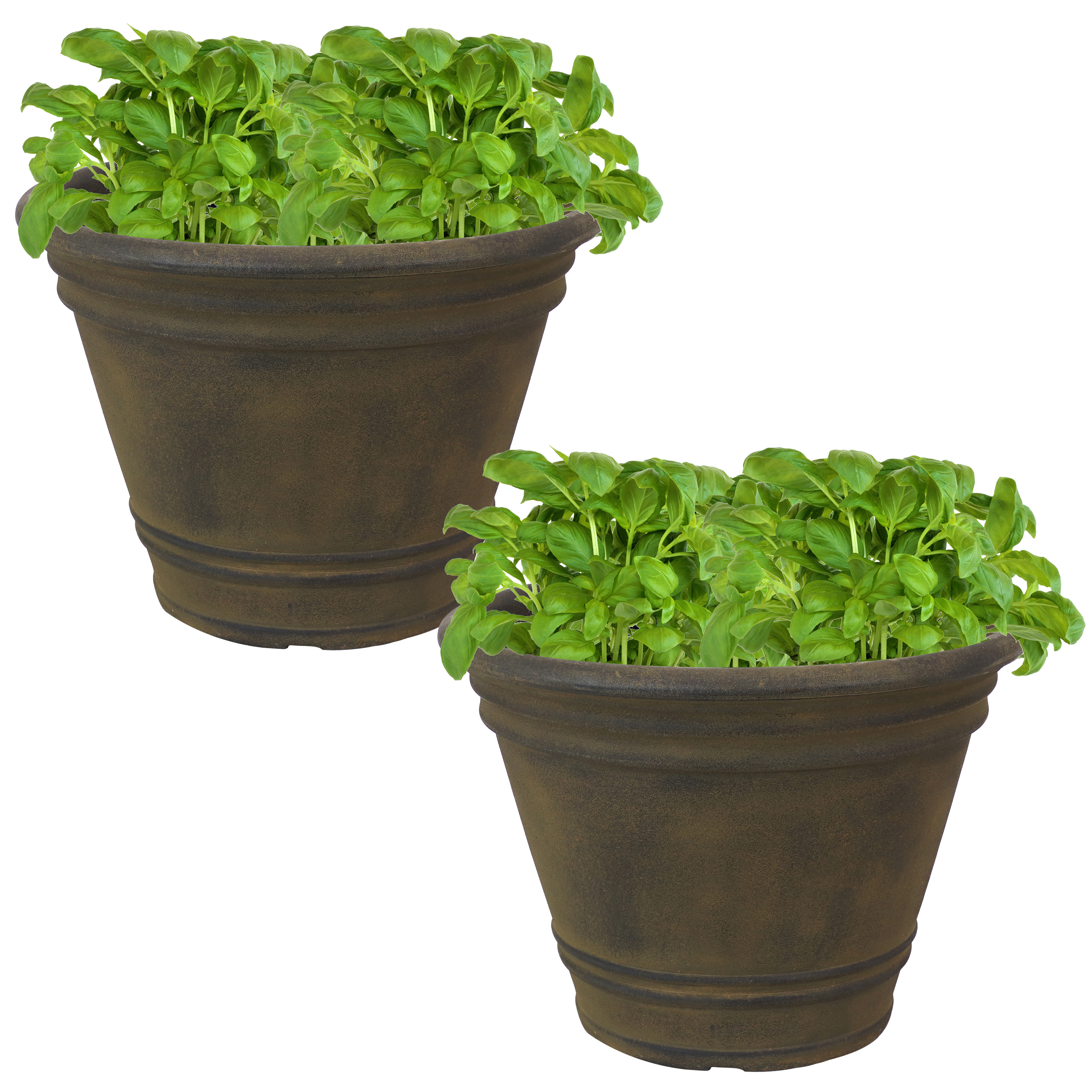 Sunnydaze Franklin Outdoor Flower Pot Planter - Sable - 20-Inch - 2-Pack