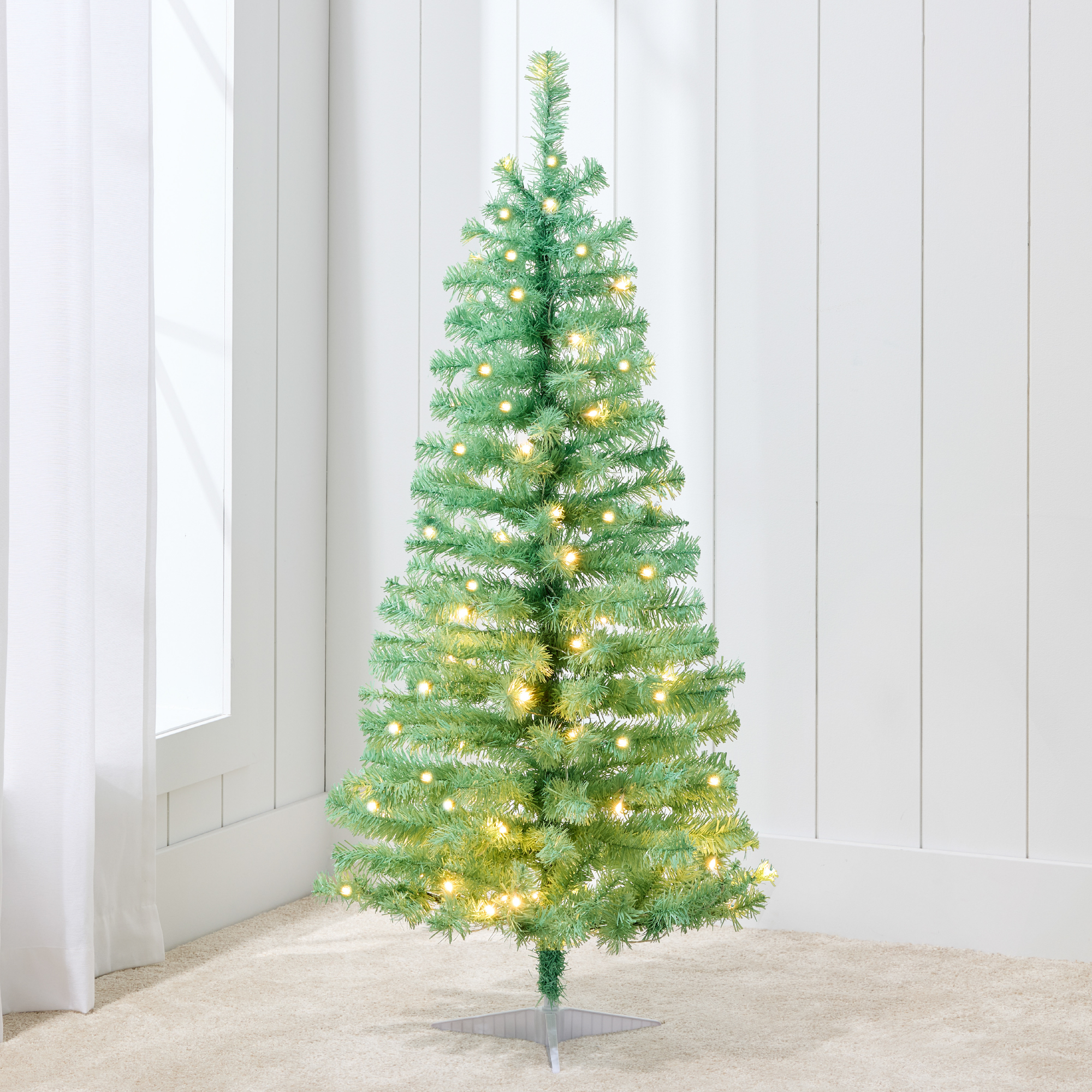 4ft Pre-Lit Sage Green Christmas Tree, Artificial Tree Holiday Decor w/ LED Lights - Best Choice Products Online