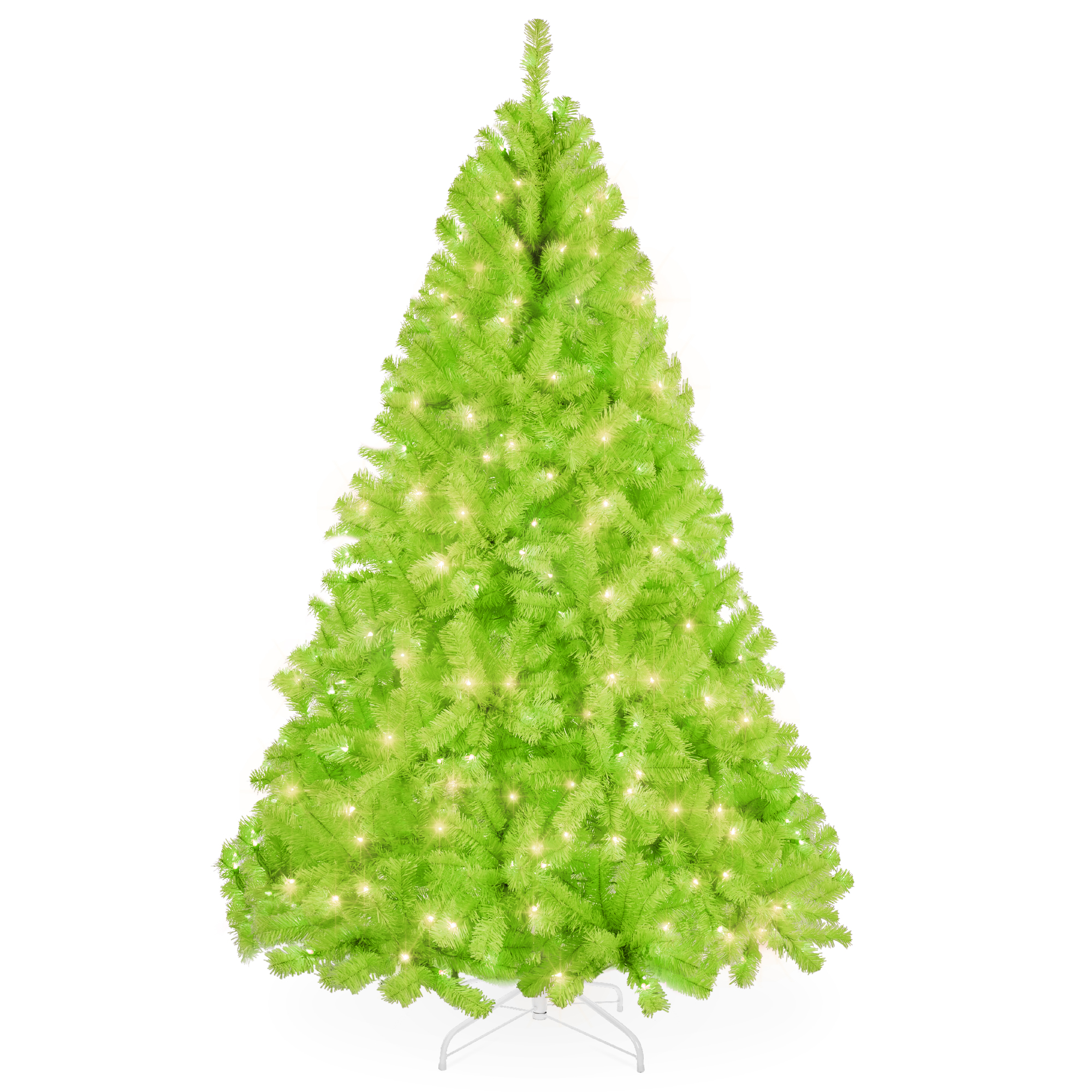 9ft Pre-Lit Lime Green Christmas Tree, Artificial Holiday Decoration w/ 900 Lights - Best Choice Products Online