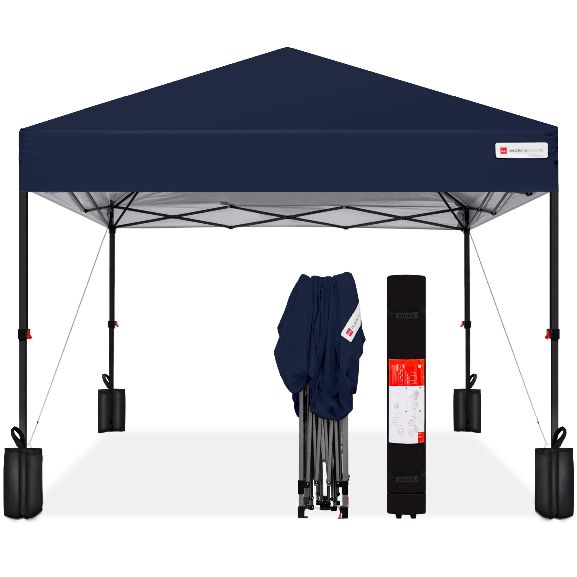 One-Person Setup 10x10ft Instant Pop-Up Canopy Portable Tent w/ 1-Button Push, Wheeled Carry Case - Blue - Best Choice Products Online