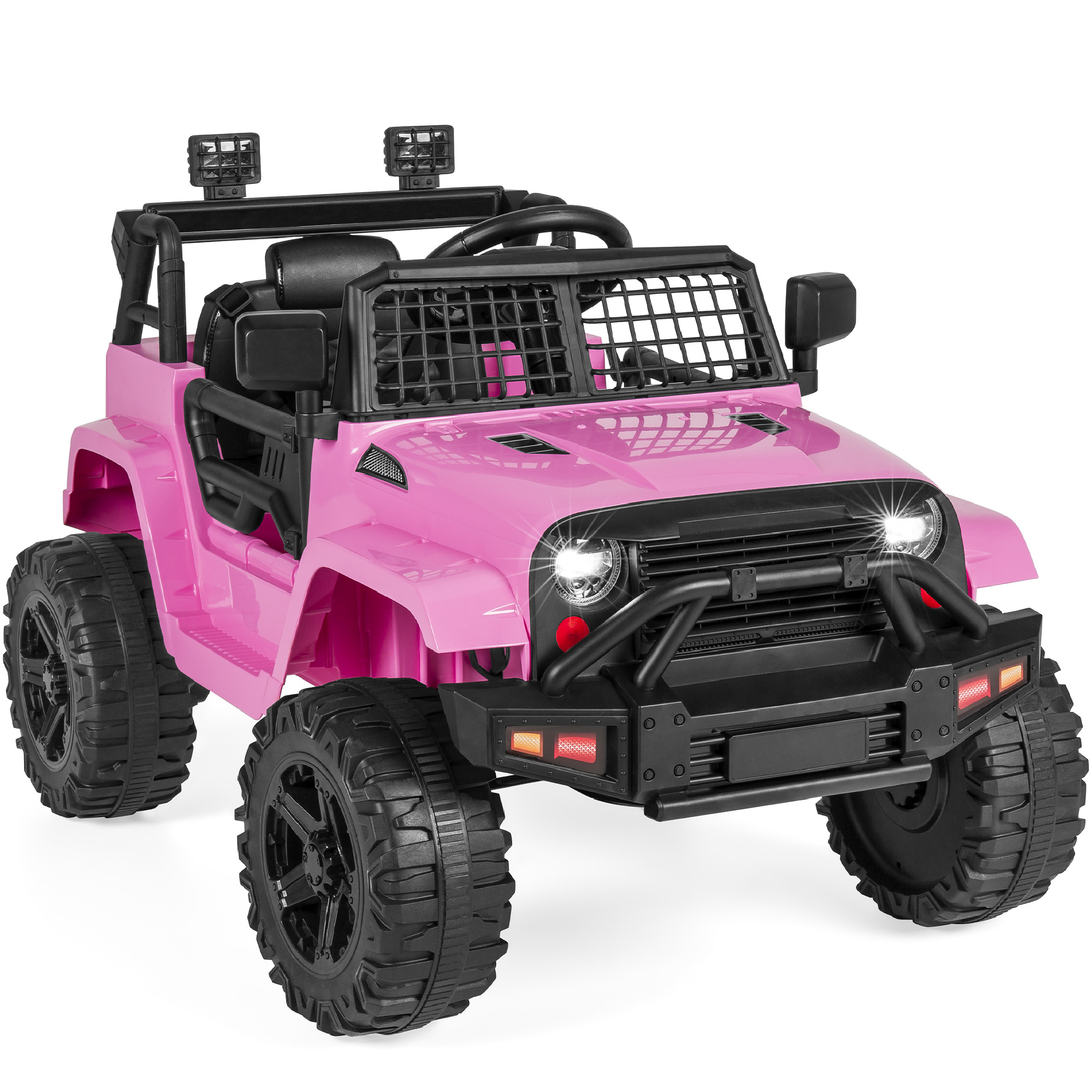 Ride-On Car For Kids w/ Parental Remote Control, 12V Battery Power, Spring Suspension Wheels, LED Lights - Pink - Best Choice Products