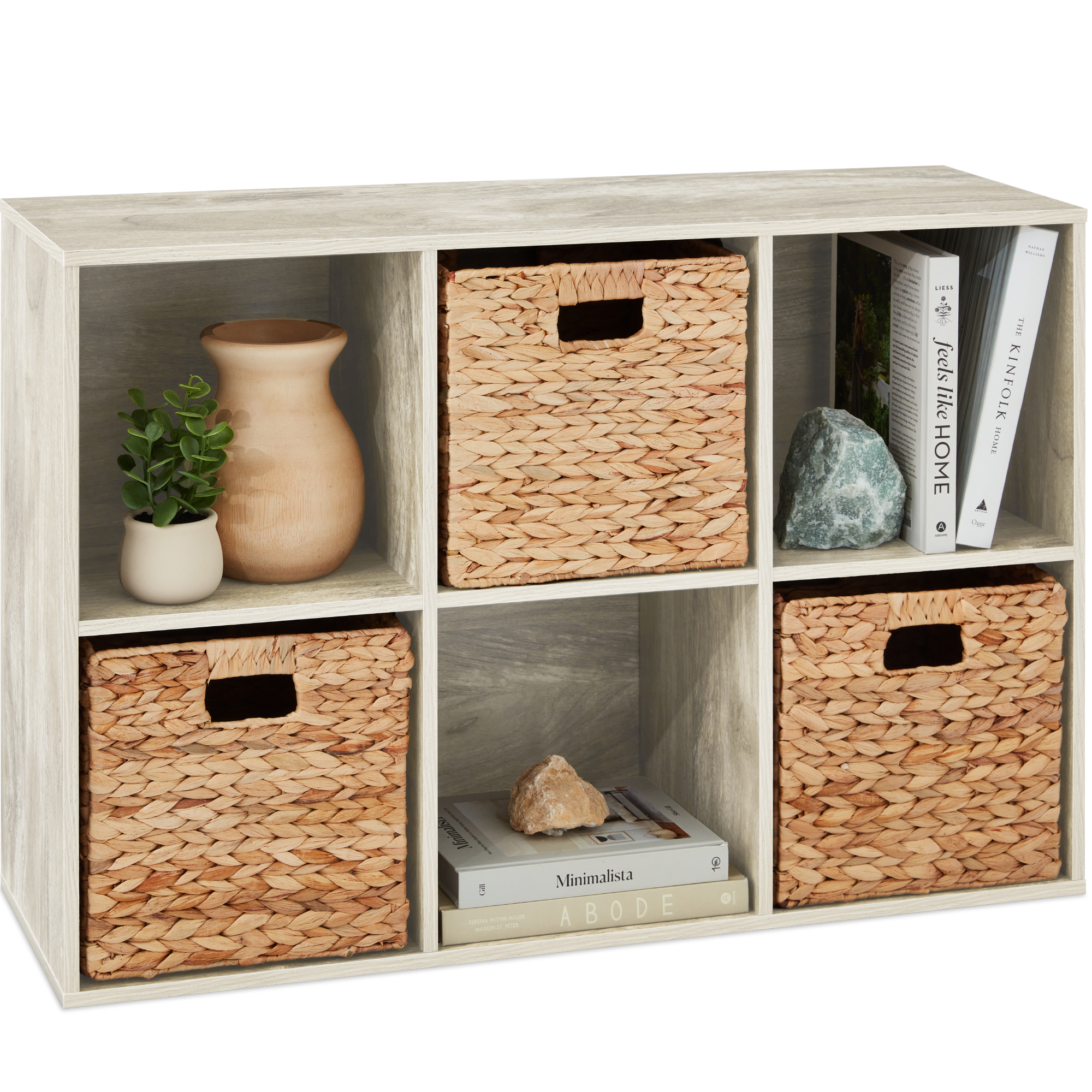 6-Cube Bookshelf, 13.5in Display Storage System, Organizer w/ Removable Back Panels - Whitewash - Best Choice Products Online