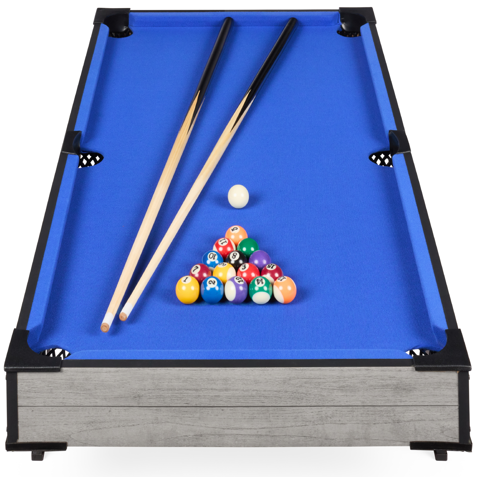 40in Tabletop Billiard Set, Arcade Pool Game Table w/ 2 Cue Sticks, Ball Set, Storage Bag - Gray - Best Choice Products Online