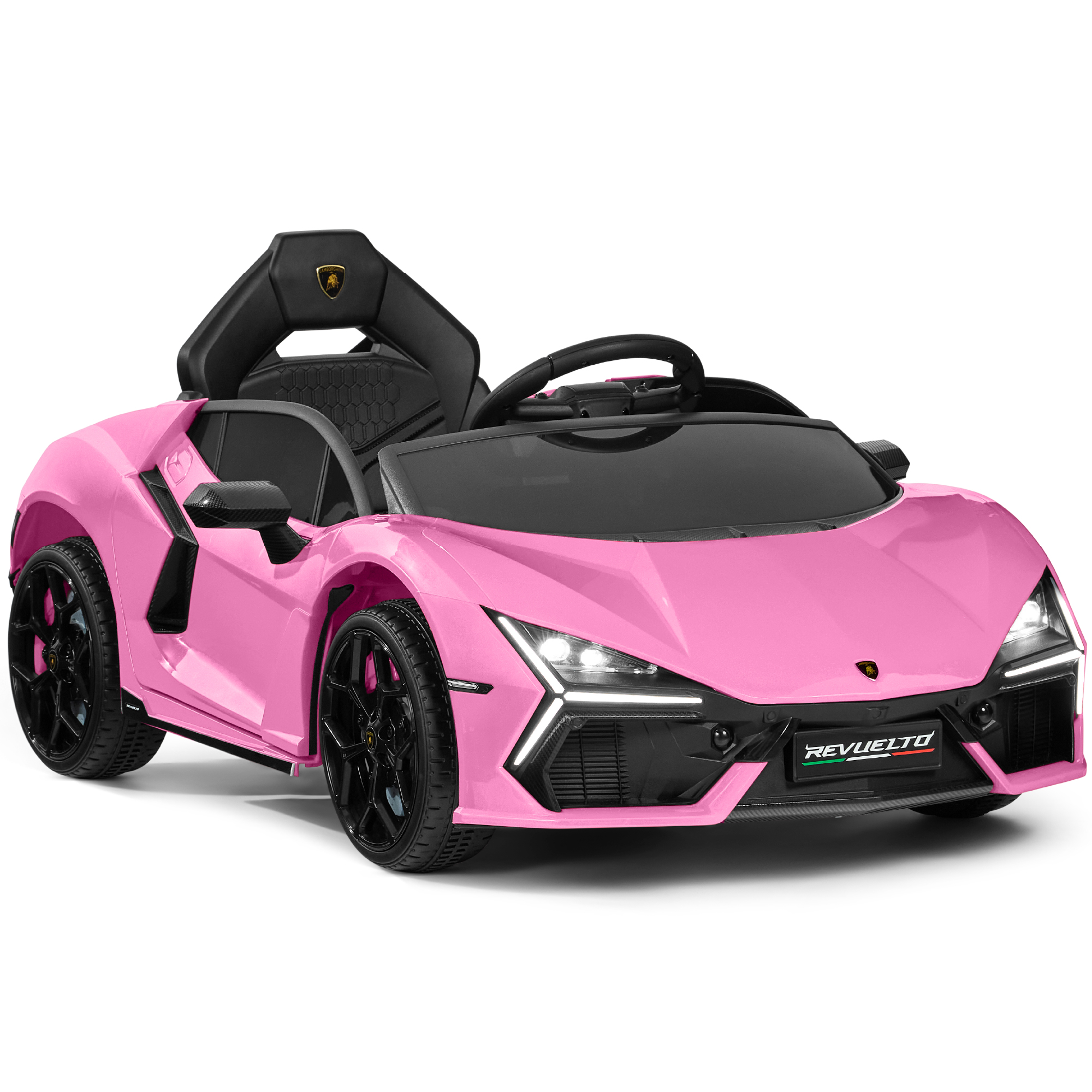 Kids 12V Ride-On Car Officially Licensed Lamborghini Revuelto w/ Remote, LED Lights - Pink - Best Choice Products Online