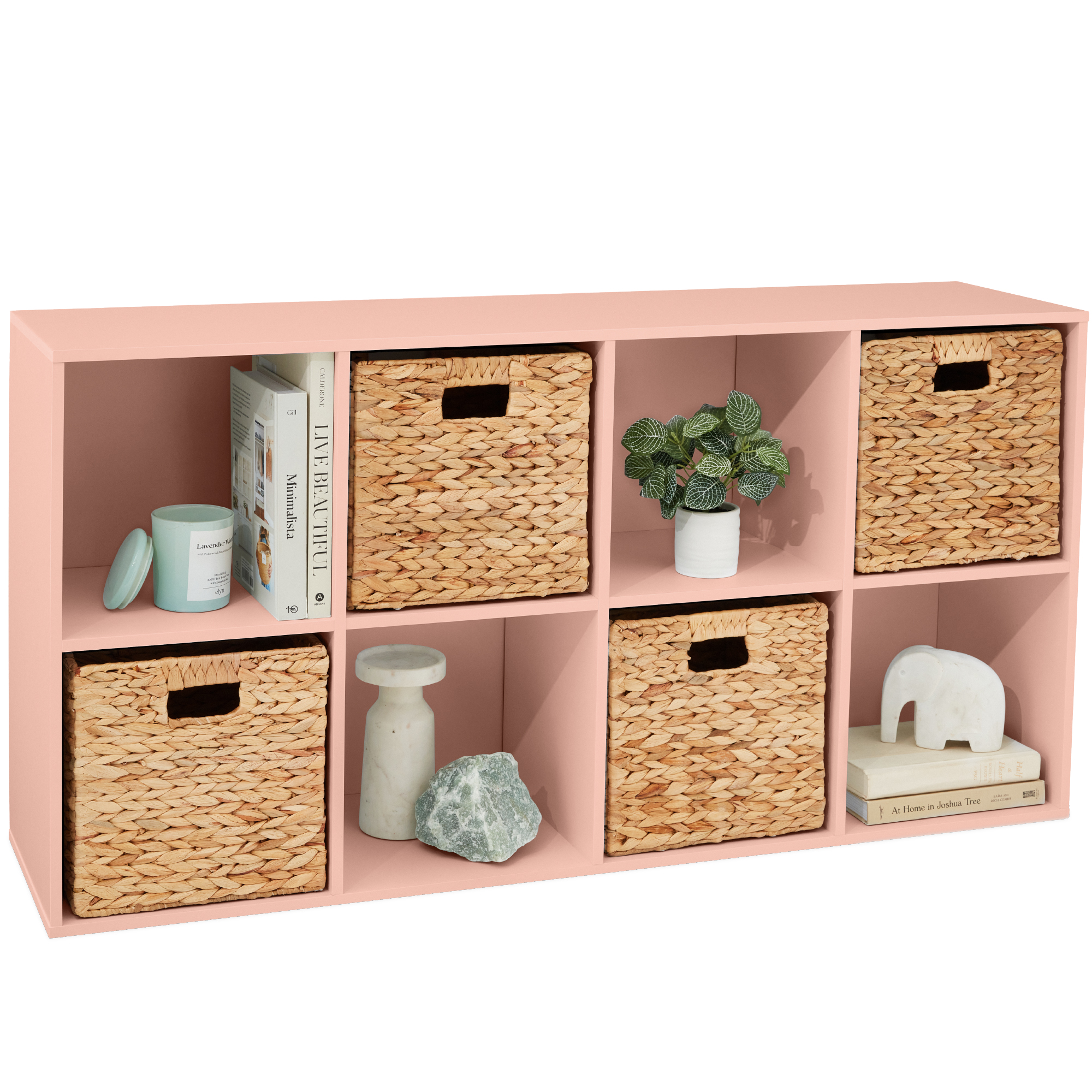 8-Cube Bookshelf, 11in Display Storage System, Organizer w/ Removable Back Panels - Light Pink - Best Choice Products Online