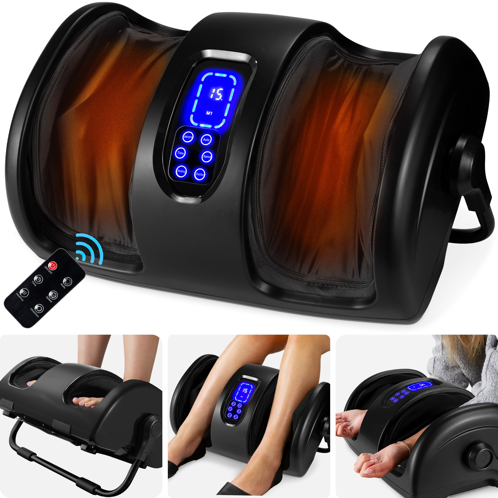 Shiatsu Foot Massager Therapeutic Reflexology w/ High-Intensity Rollers, Electric - Satin Black - Best Choice Products Online