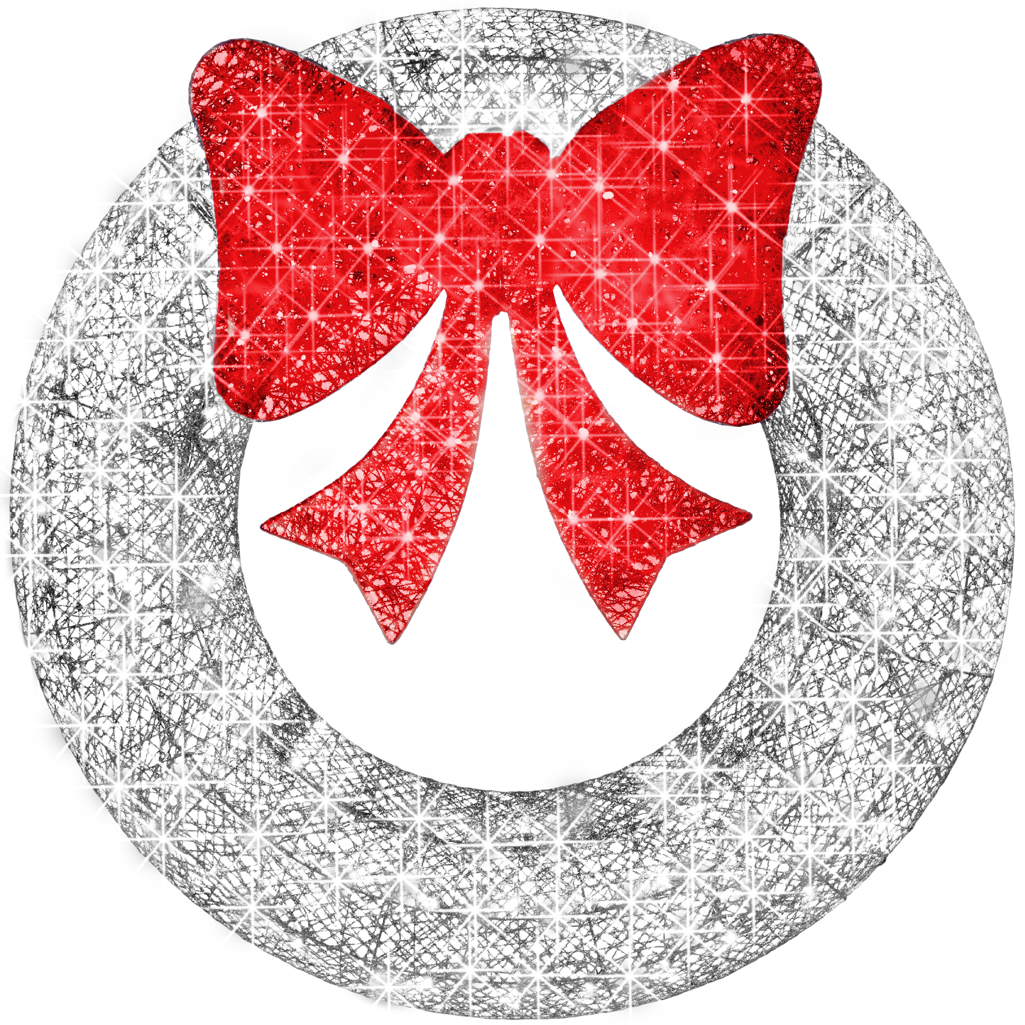 30in Pre-Lit Outdoor Christmas Wreath, LED Metal Holiday Décor w/ 100 Lights, Bow - Silver/Red - Best Choice Products Online