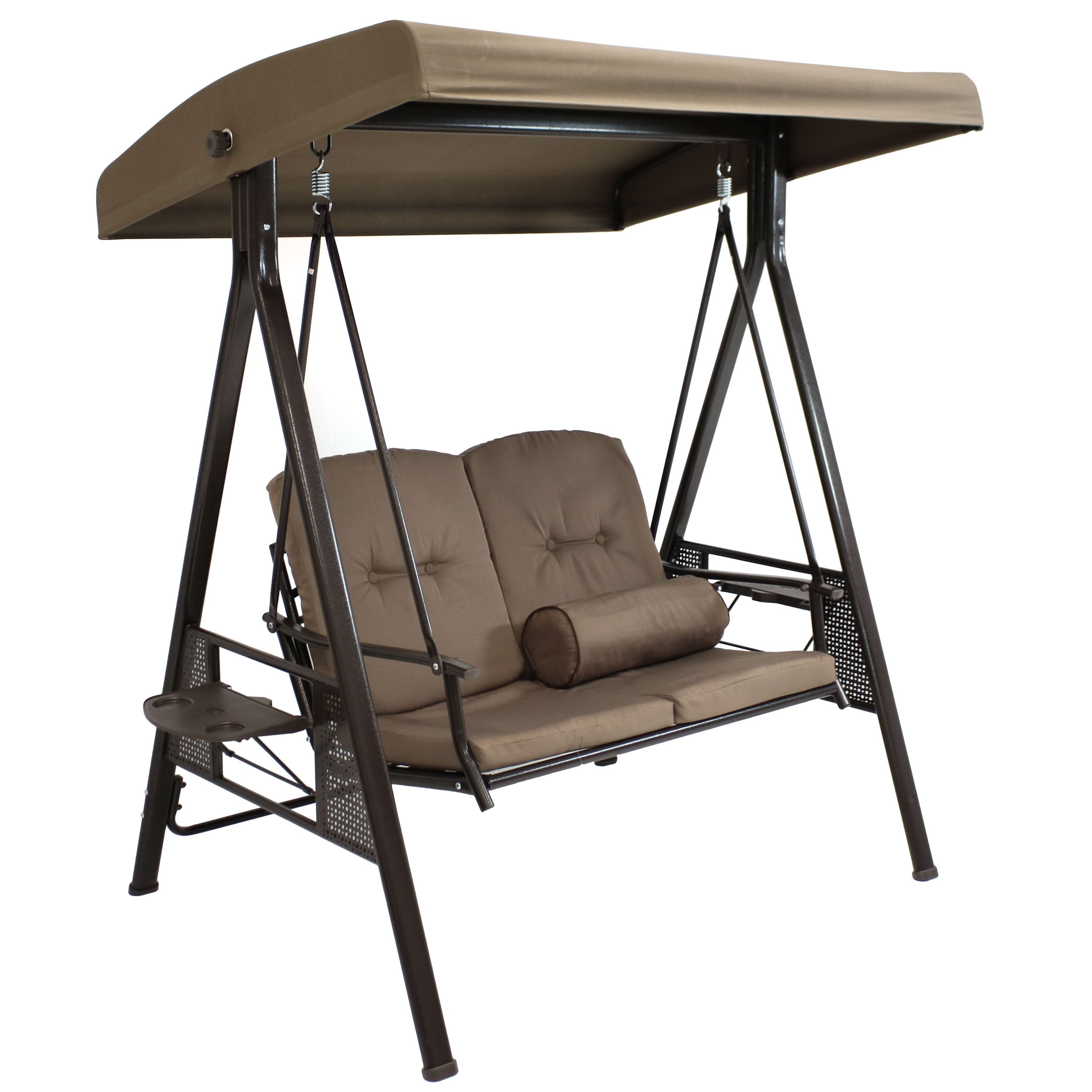 Sunnydaze 2-Person Adjustable Tilt Canopy Patio Loveseat Swing - Beige