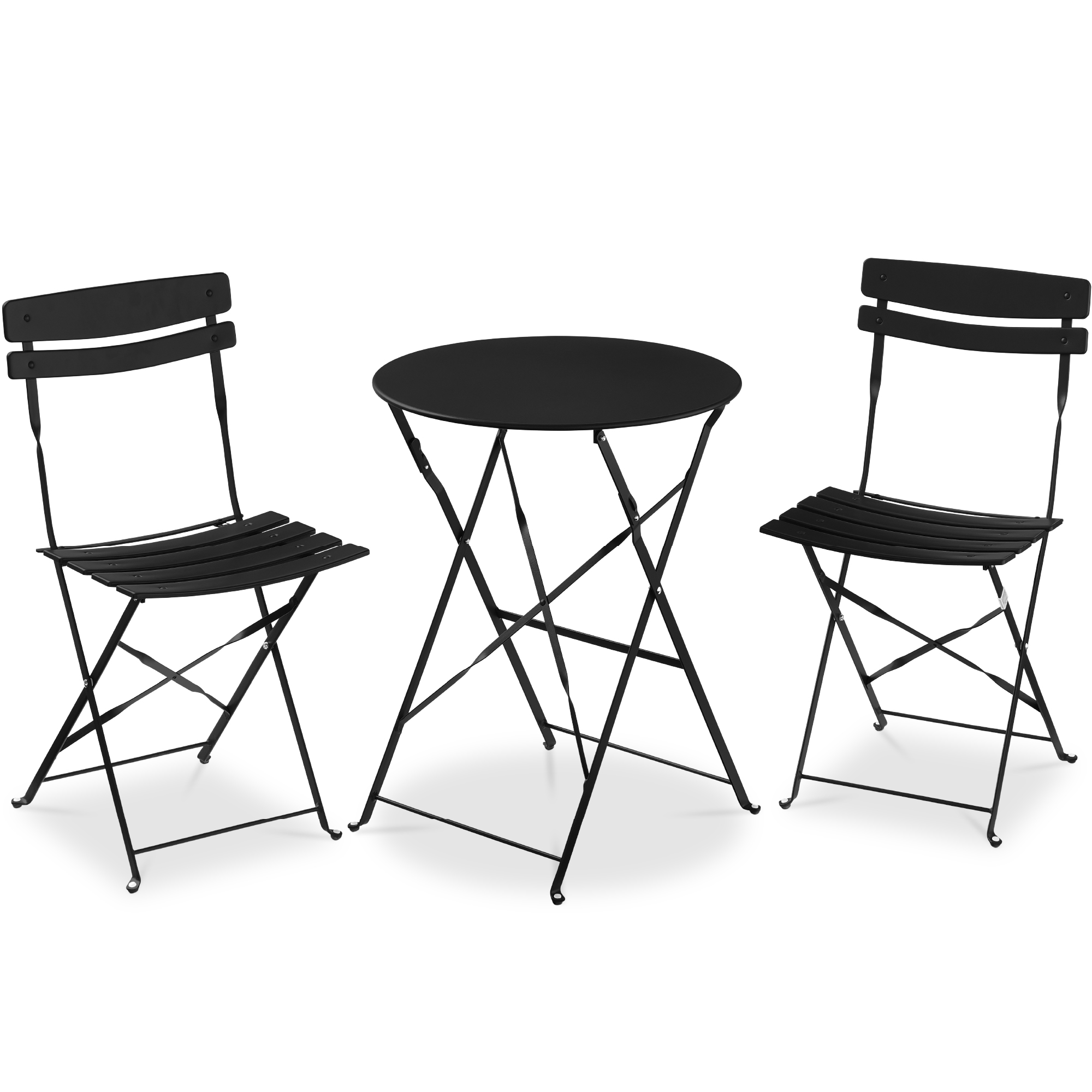 3-Piece Bistro Set, Folding Patio Furniture w/ 2 Chairs & Table - Black - Best Choice Products Online