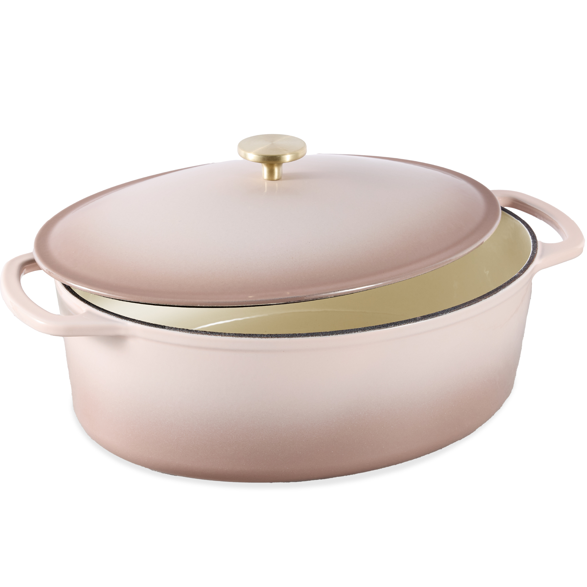 7.5qt Heavy-Duty Oval Cast-Iron Dutch Oven w/ Enamel, Side Handles - Mushroom Beige - Best Choice Products Online
