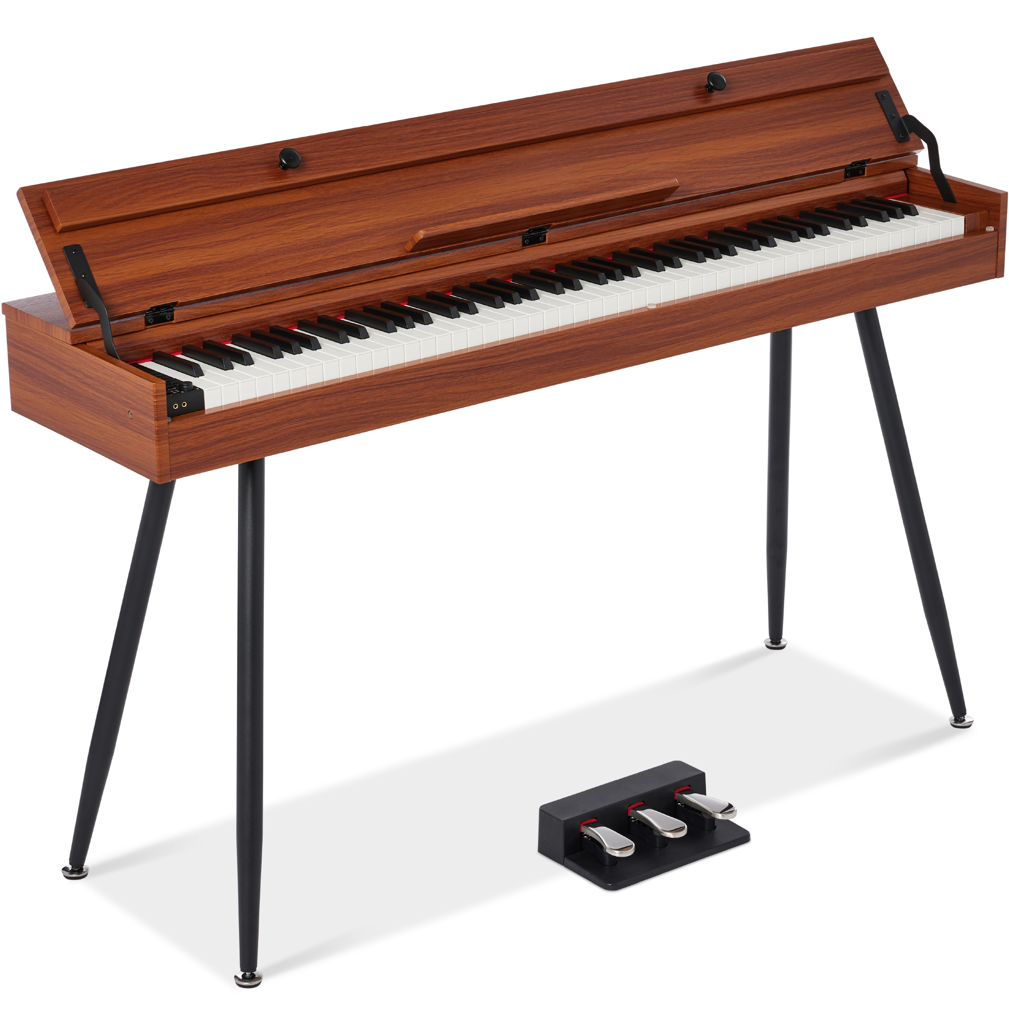 Modern 88 Key Fully Weighted Desk Style Digital Piano w/ Metal Legs, 3 Sustain Pedal - Natural - Best Choice Products Online