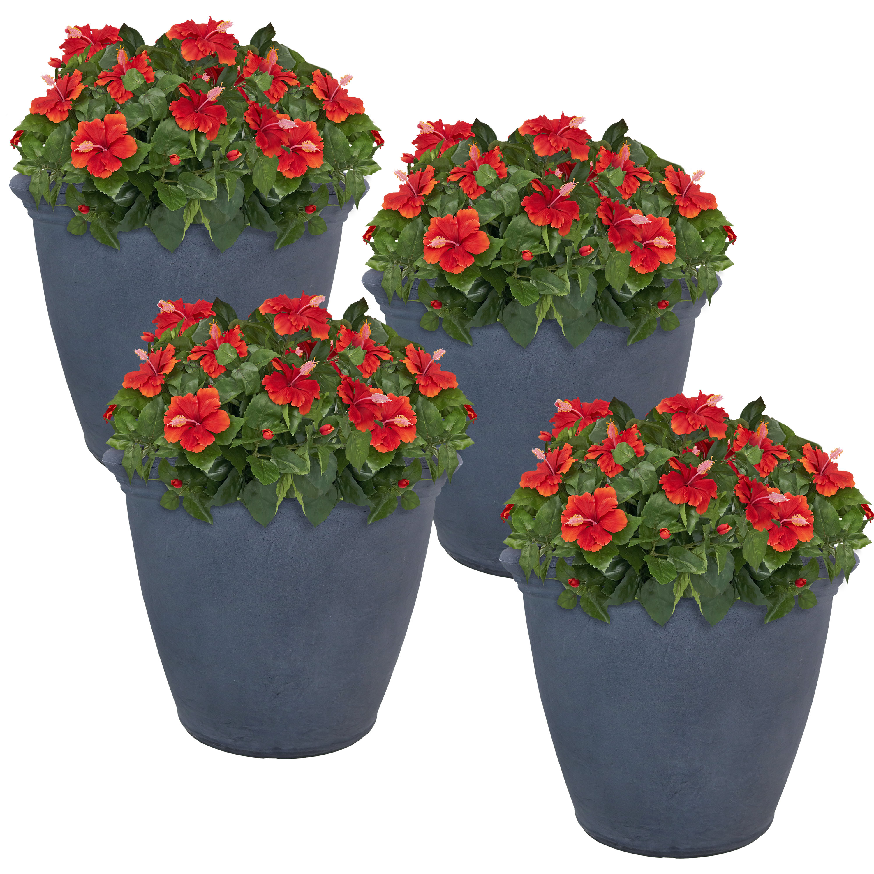 Sunnydaze Anjelica Outdoor Flower Pot Planter - Slate - 20-Inch - 4-Pack