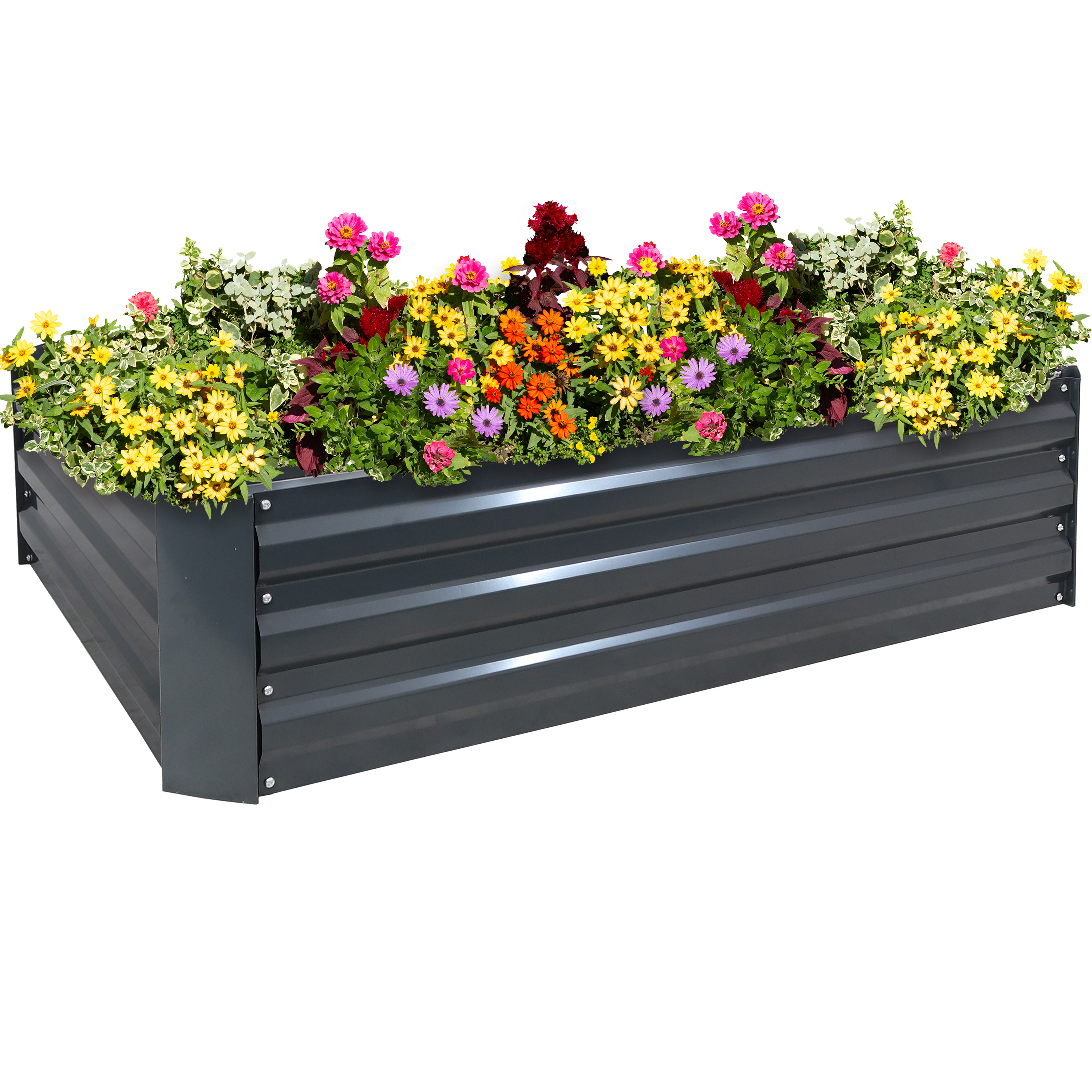 Sunnydaze Galvanized Steel Raised Garden Bed - 47-Inch Rectangle - Dark Gray