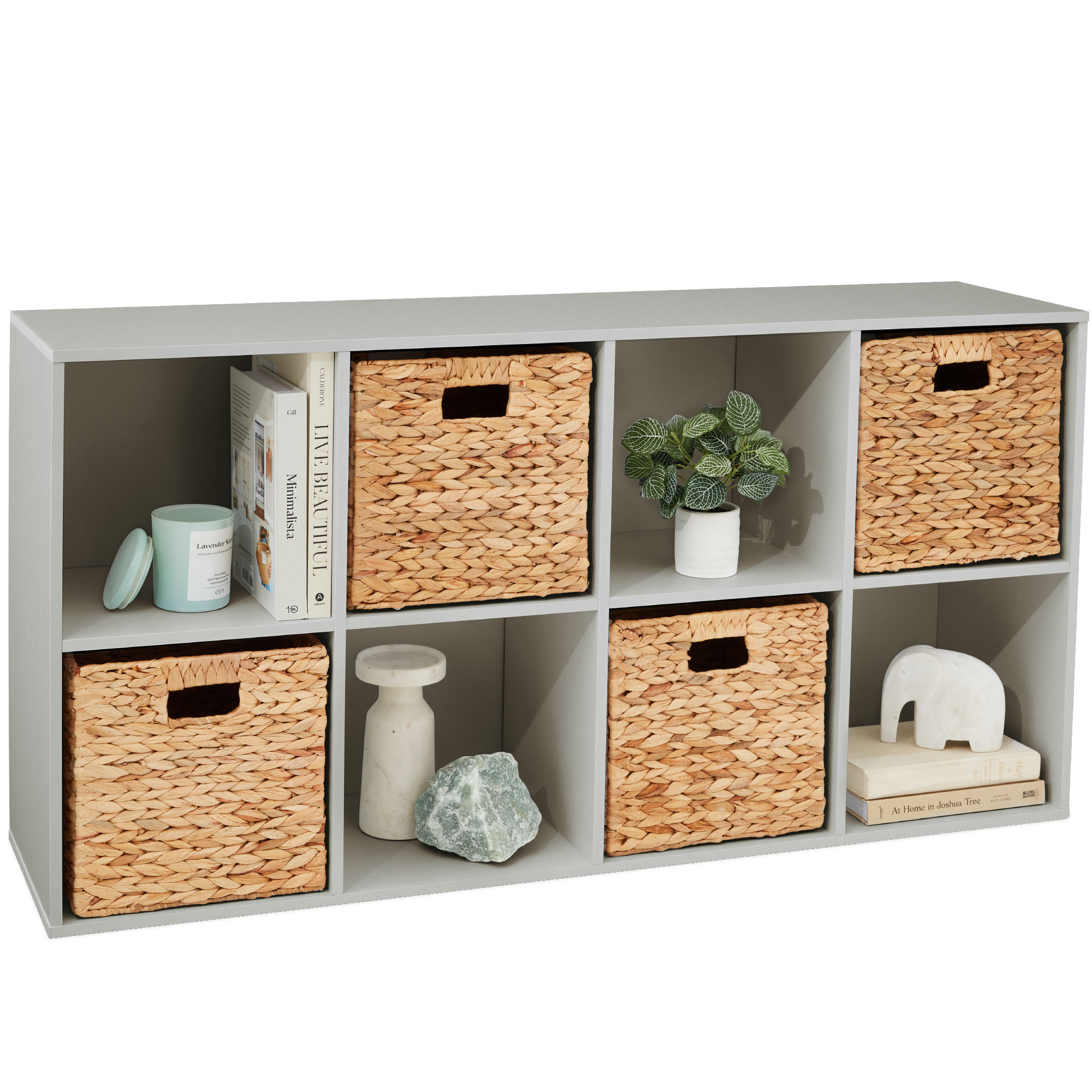 8-Cube Bookshelf, 13.5in Display Storage System, Organizer w/ Removable Back Panels - Gray - Best Choice Products Online