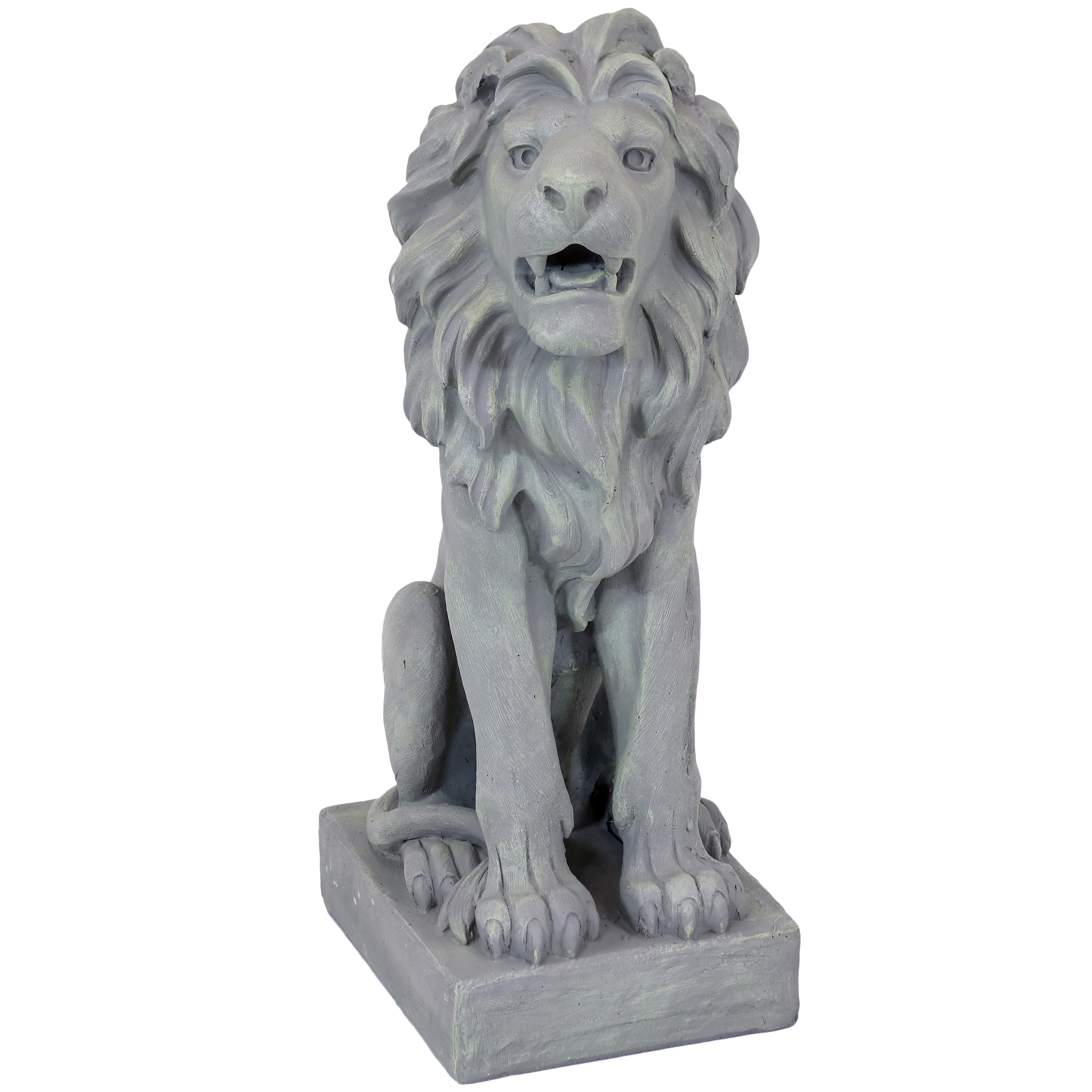 Sunnydaze Noble Beast Sitting Lion Outdoor Statue - 30-Inch