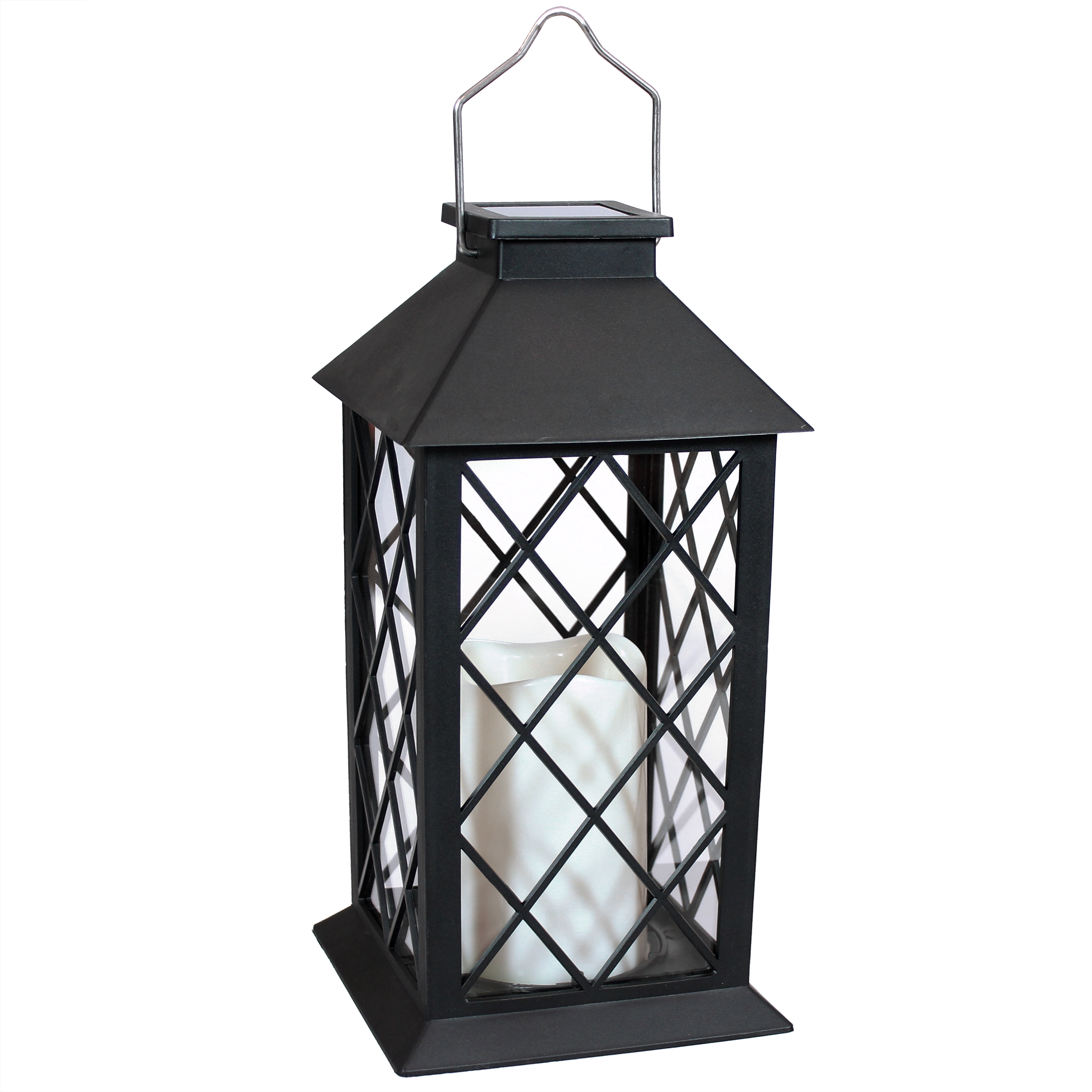 Sunnydaze Concord Outdoor Solar LED Decorative Candle Lantern - Black - 11-Inch