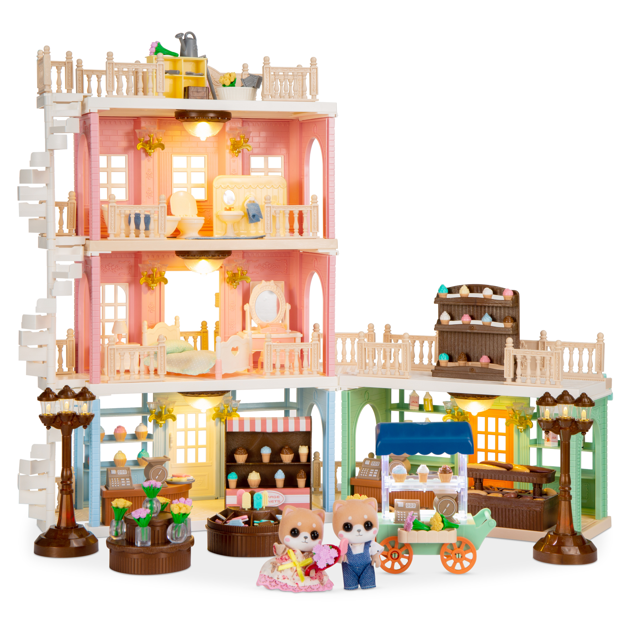 Tiny Critter Dollhouse Deluxe Cottage Mansion Pretend Play Toy Playset w/ 225 Accessories for Kids