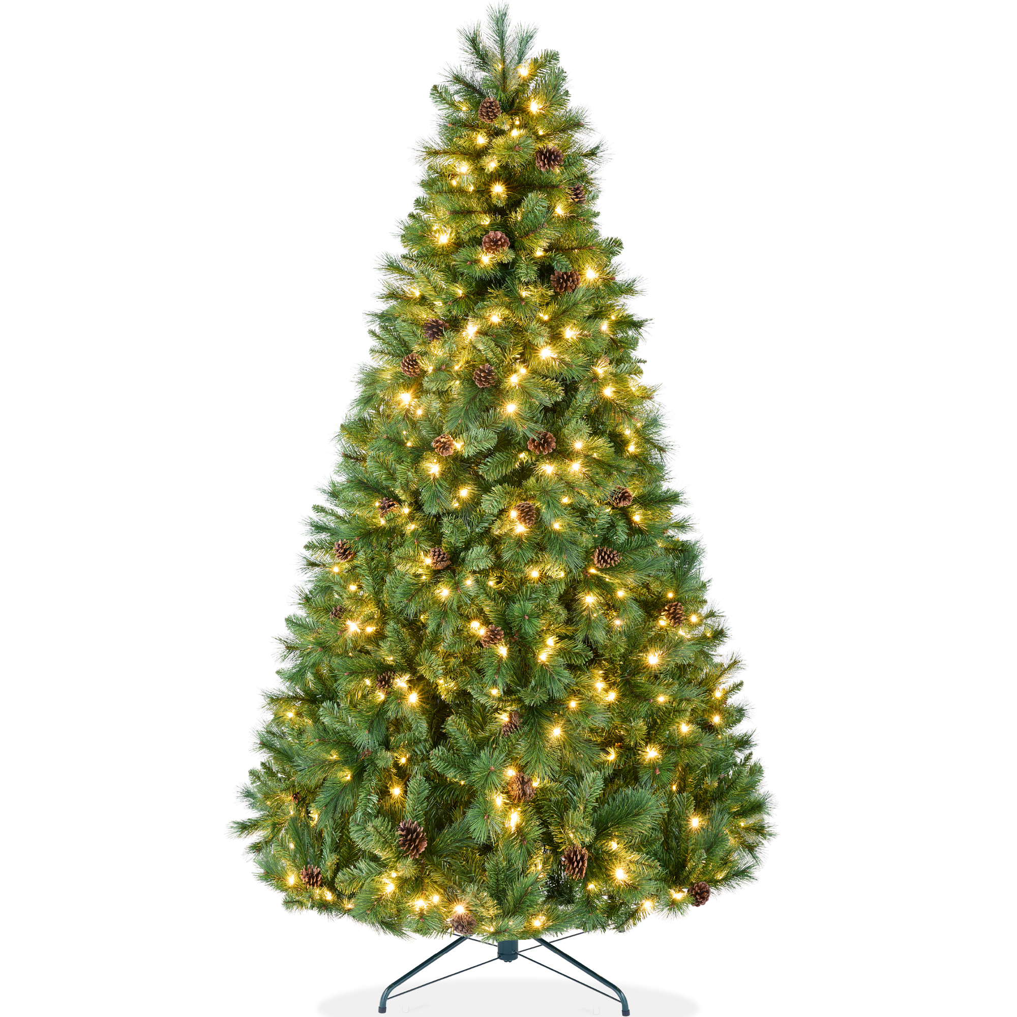 7.5ft Pre-Lit Scotch Pine Christmas Tree w/ 1,320 Branch Tips, 450 2-in-1 LED Lights - Best Choice Products Online