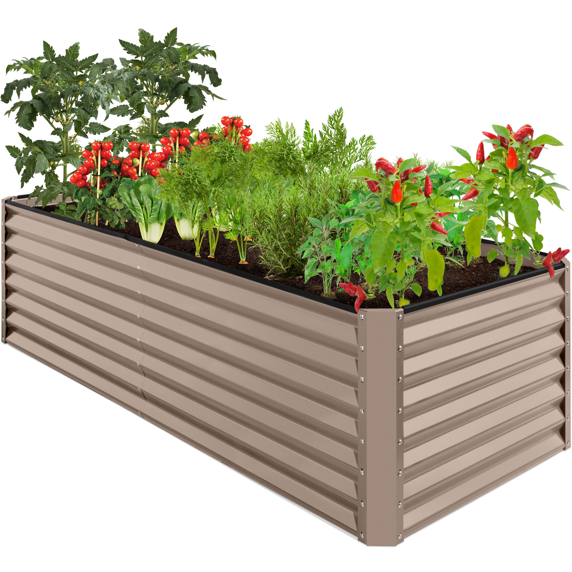 8x4x2ft Raised Metal Garden Bed 8x4x2ft Outdoor Planter Box For Vegetables, Flowers, Herbs, Succulents - Taupe - Best Choice Products Online