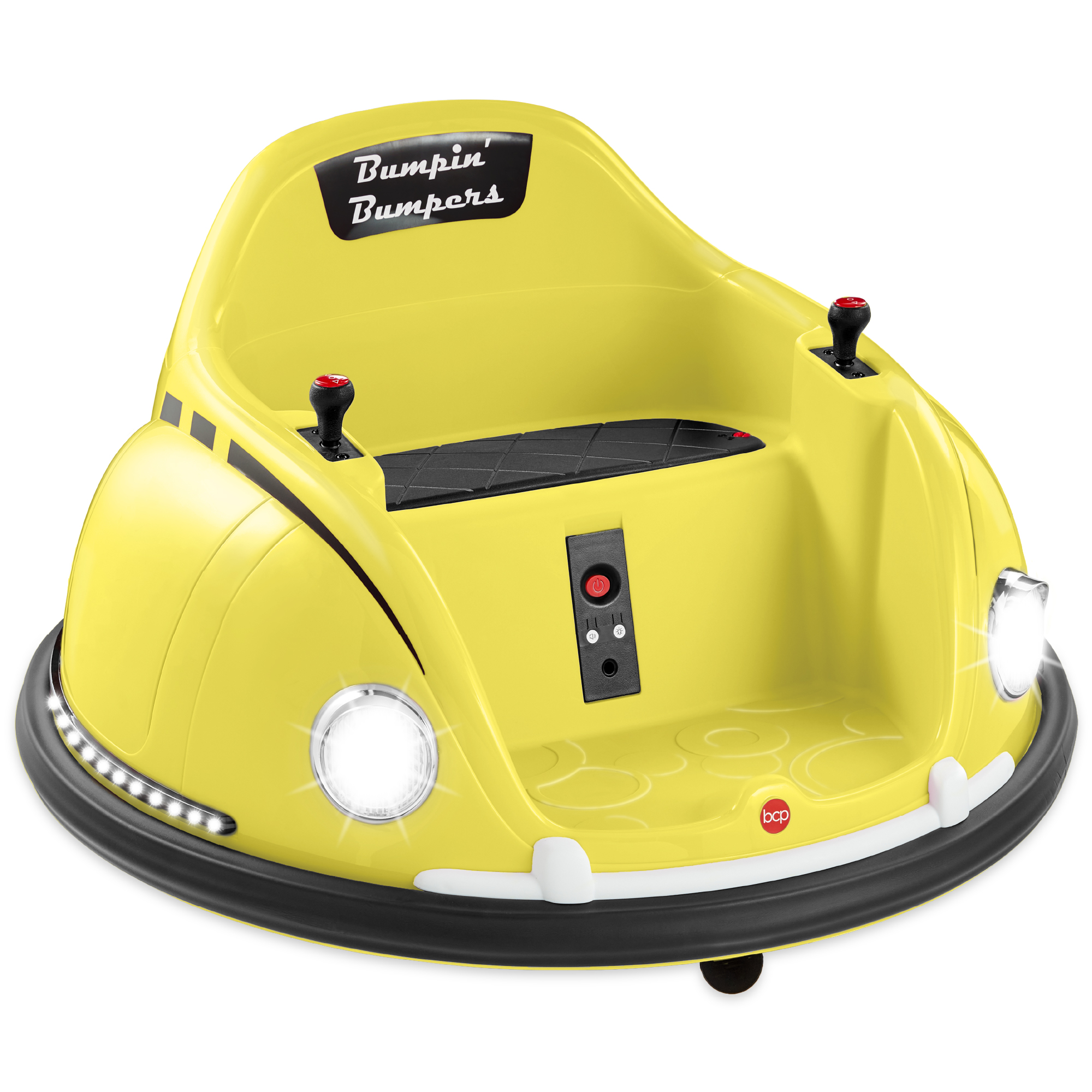 Kids 6V Bumper Car Ride On Toy w/ Remote Control, Harness, Lights, 360° Spin - Yellow - Best Choice Products Online