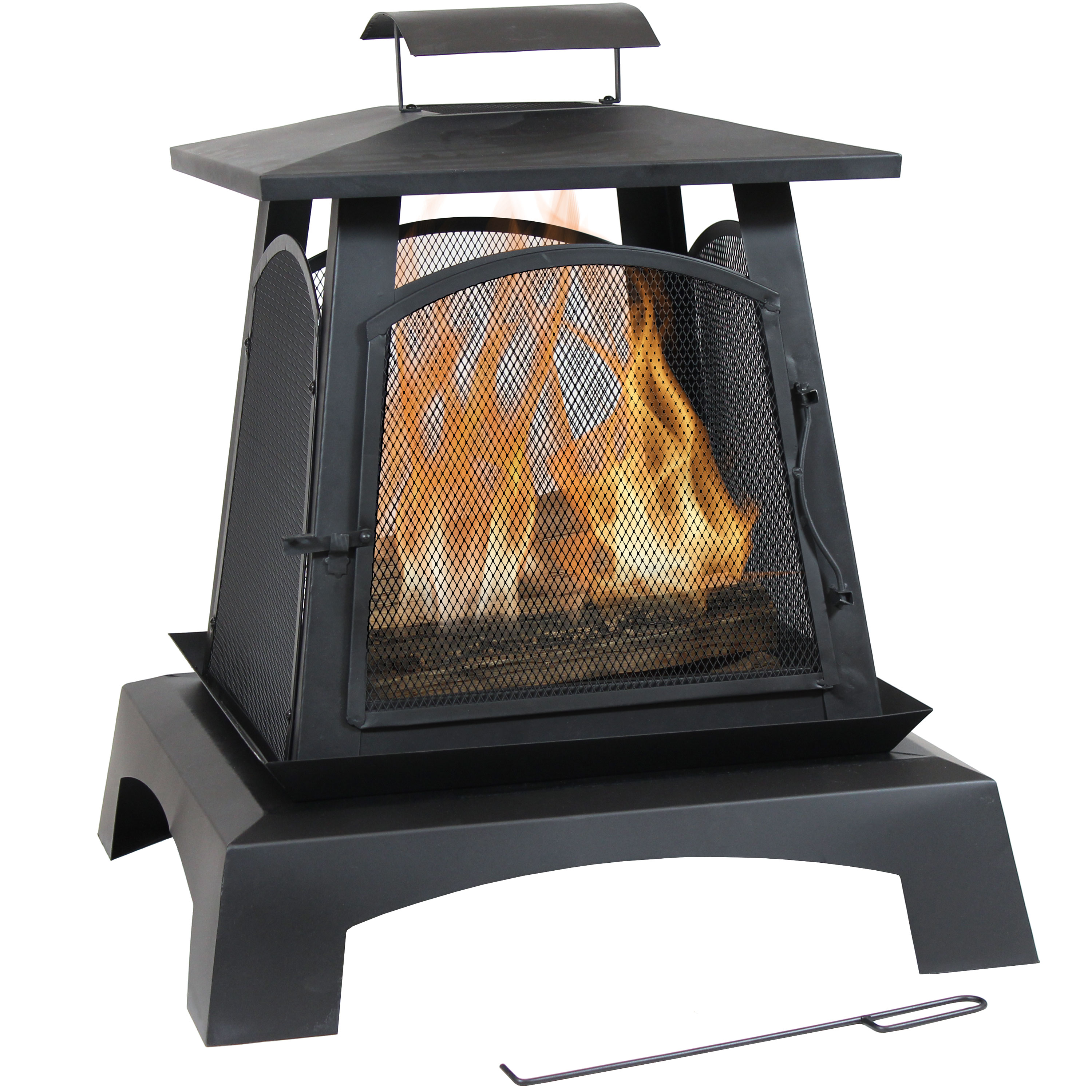 Sunnydaze Pagoda Style Steel Enclosed Outdoor Fireplace Heater