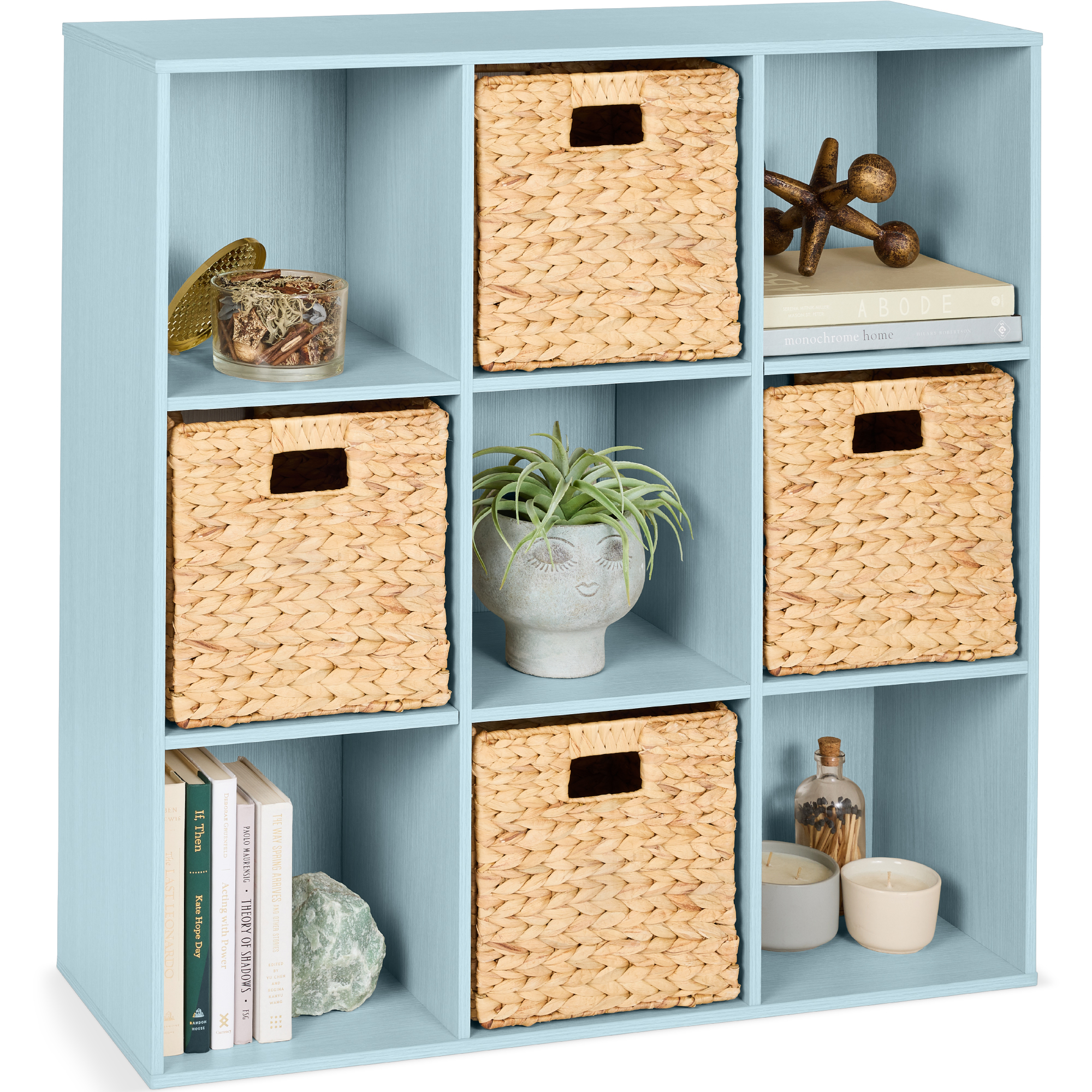 9-Cube Bookshelf, Display Storage System, Organizer w/ Removable Back Panels - Light Blue - Best Choice Products Online