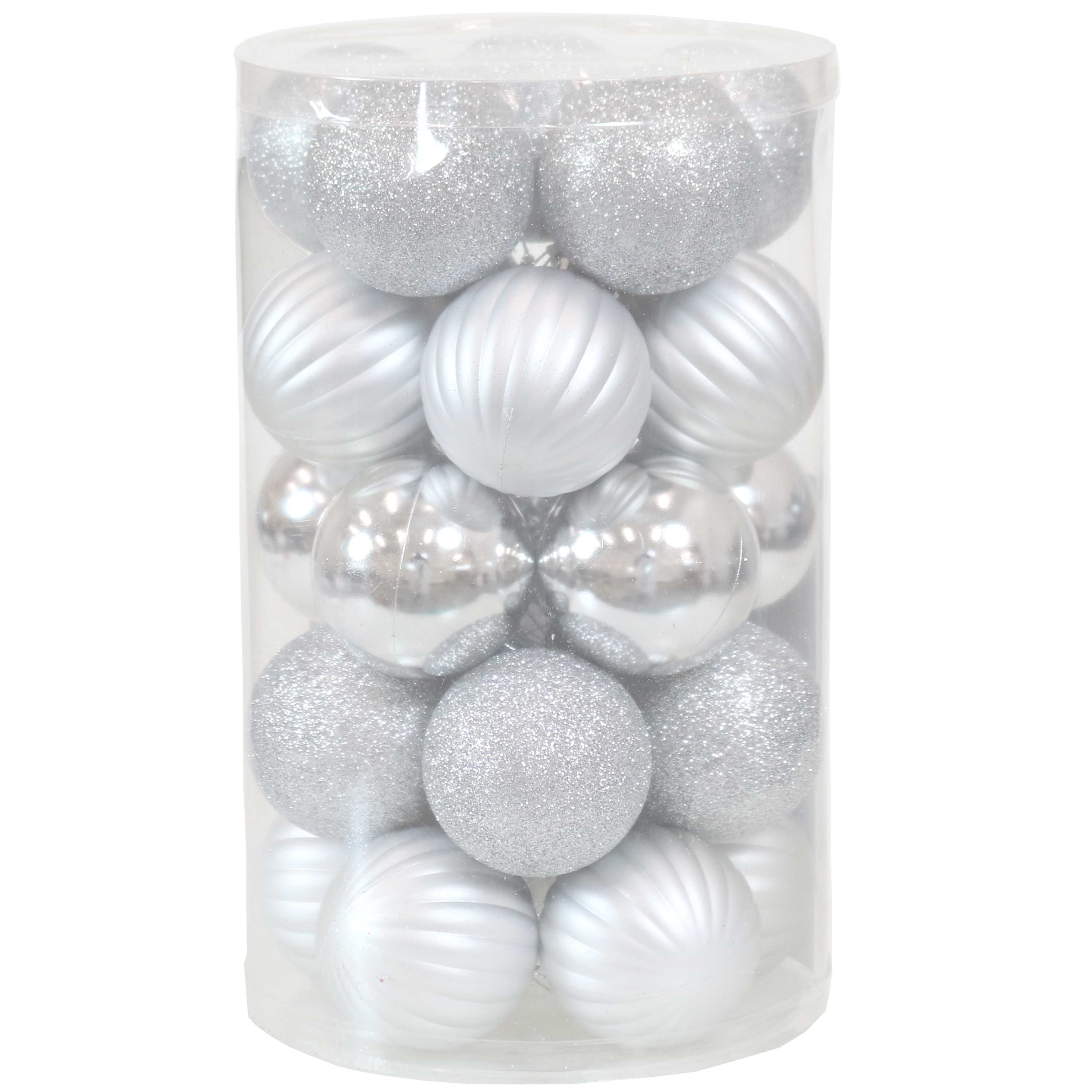 Sunnydaze Beautiful Baubles Plastic 25-Piece Ornament Set - Silver