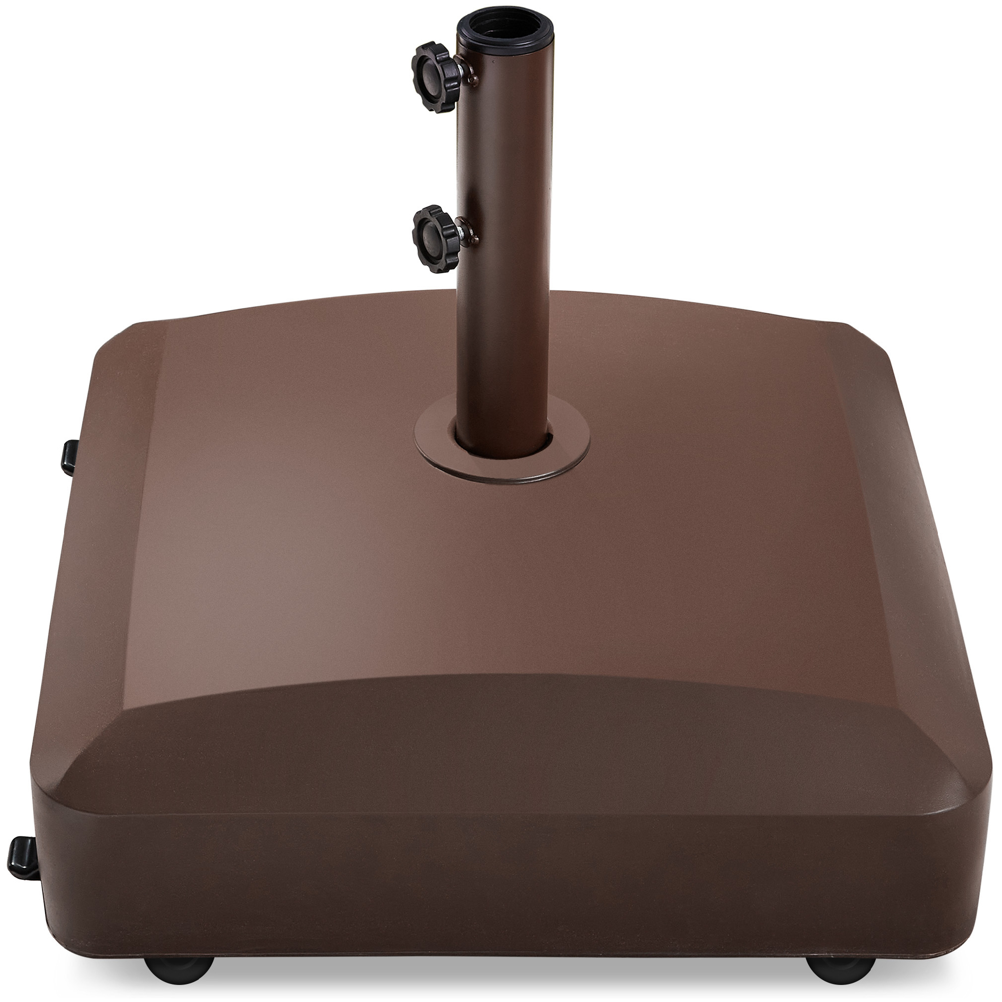 Fillable Mobile Umbrella Base, Heavy Duty Market Stand w/ 4 Wheels, 2 Locks, 123lb Capacity - Bronze | Best Choice Products Online