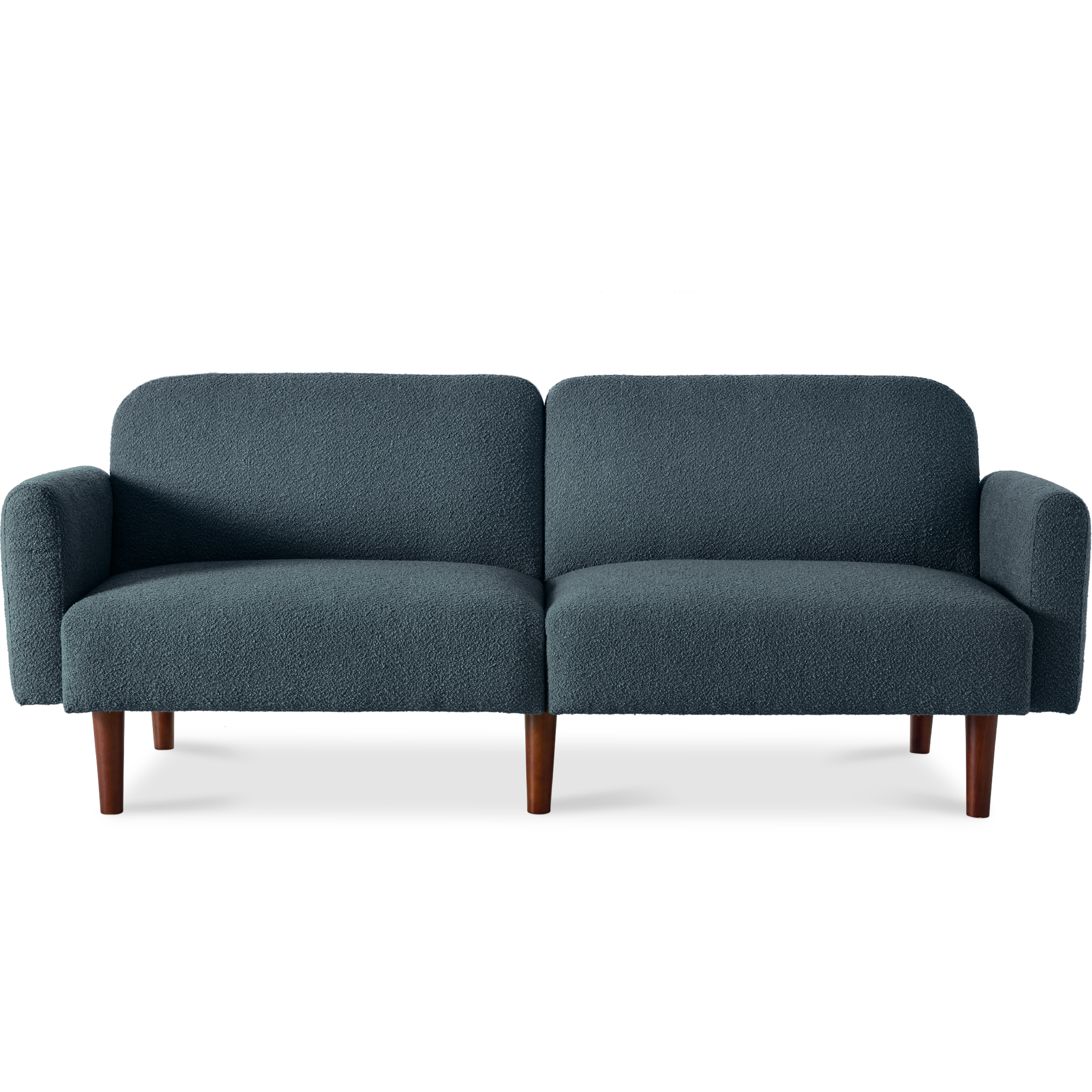 Curved Convertible Futon, Boucle Fabric Split-Back Sleeper Bed - Slate Blue - Best Choice Products Online