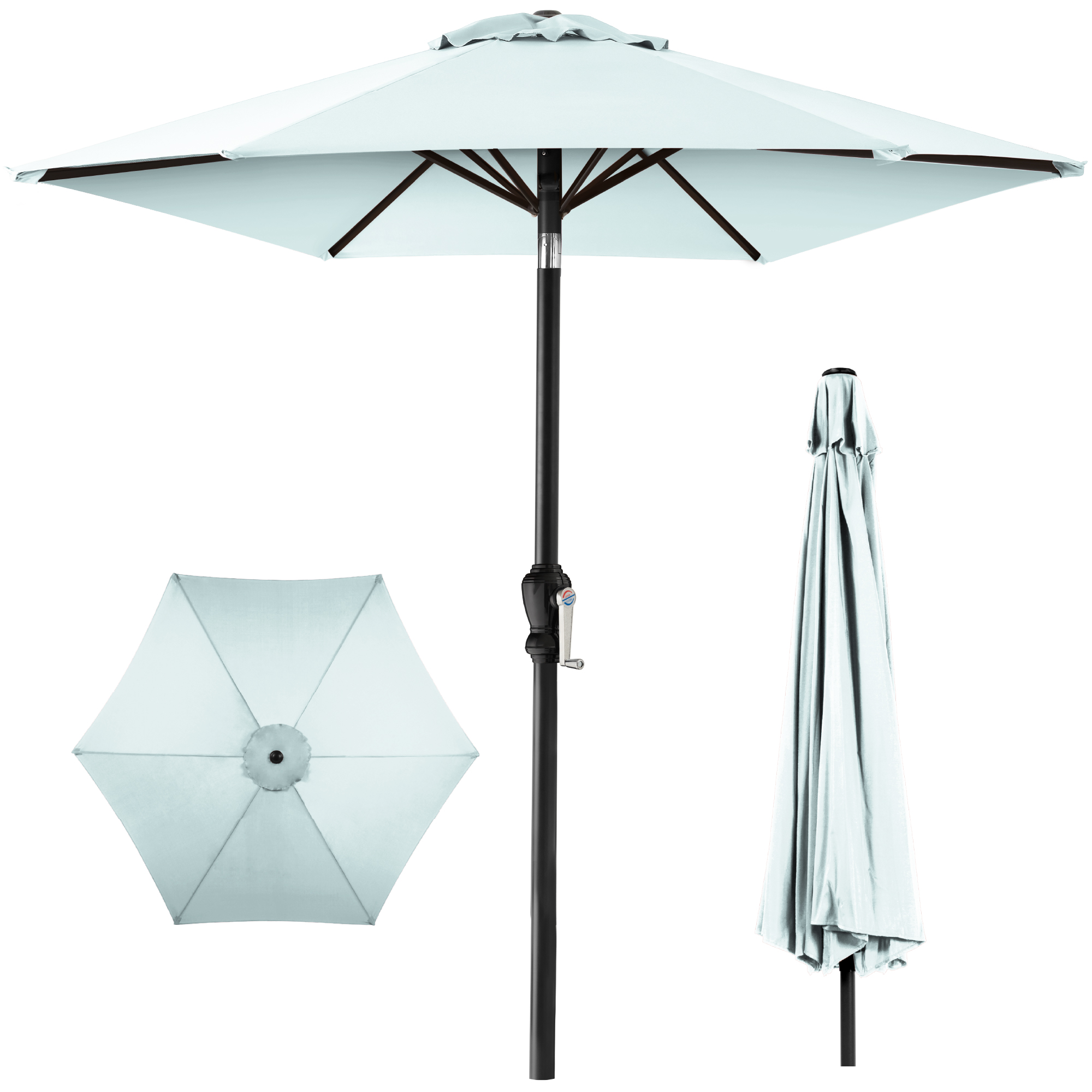 10ft Outdoor Steel Market Patio Umbrella w/ Crank, Tilt Push Button, 6 Ribs - Baby Blue - Best Choice Products Online