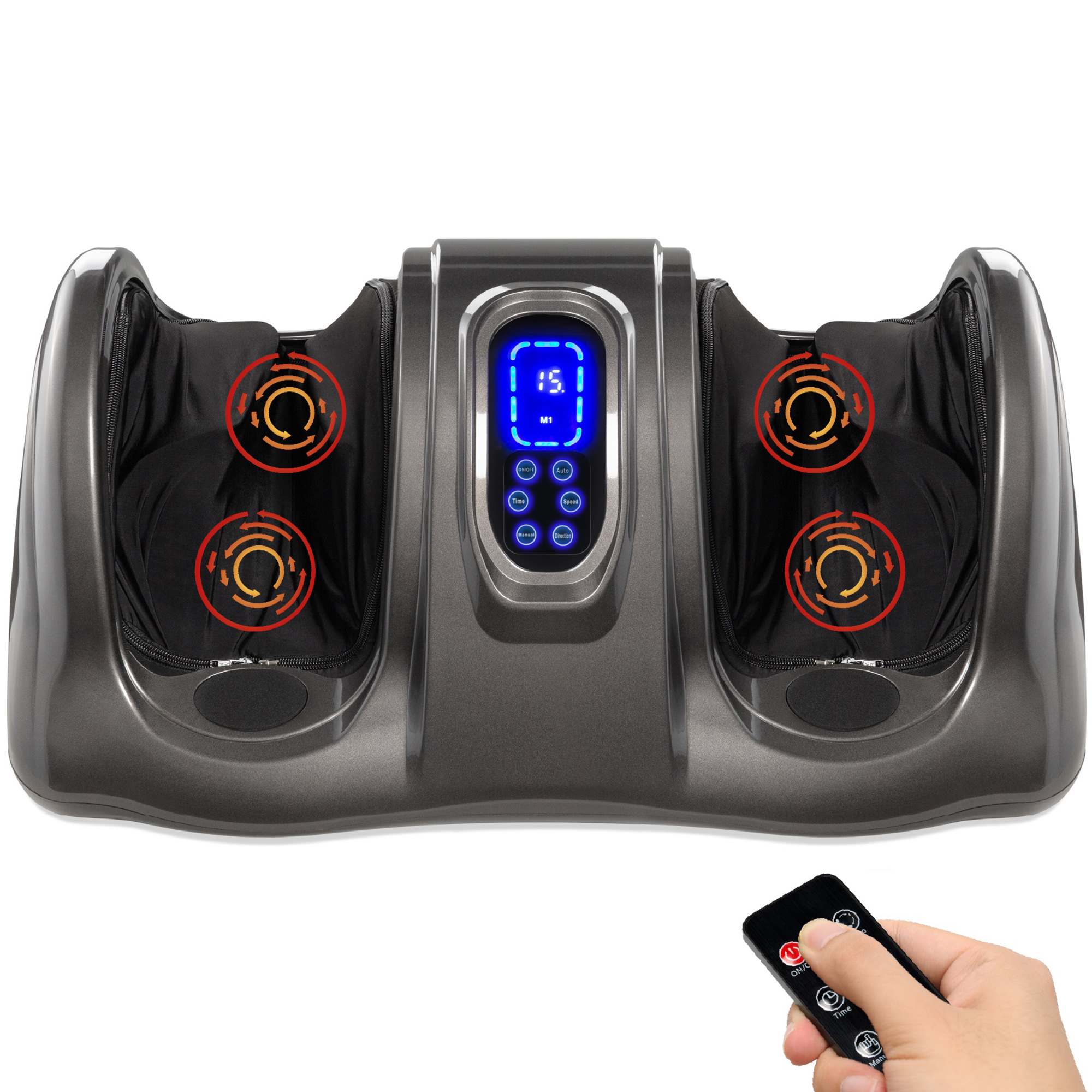 Shiatsu Foot Massager Therapeutic Kneading & Rolling, Electric w/ High Intensity Rollers, Remote - Gray - Best Choice Products Online
