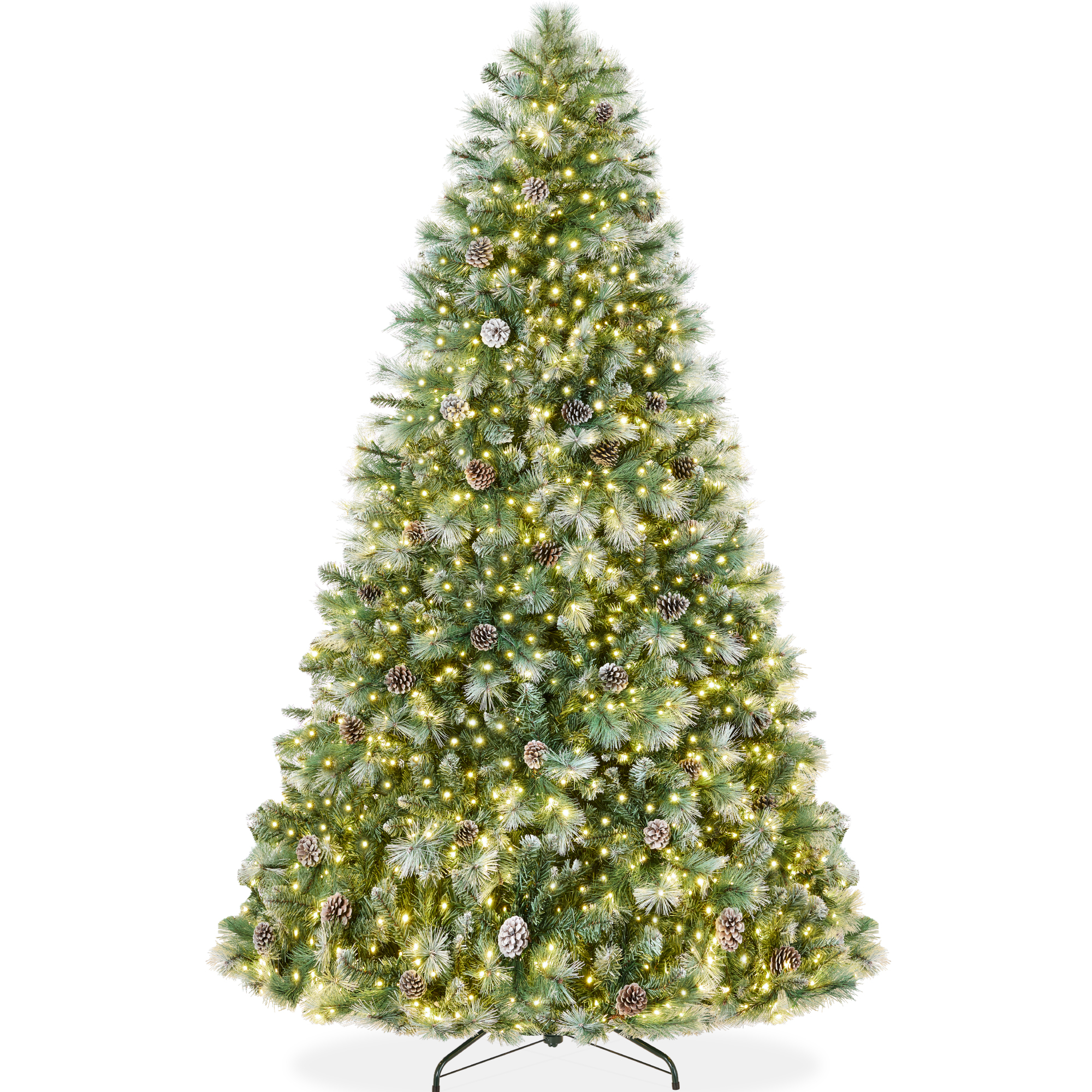 7.5ft Pre-Lit Frosted Scotch Pine Christmas Tree w/ 1,320 Branch Tips, 450 2-in-1 LED Lights - Best Choice Products Online