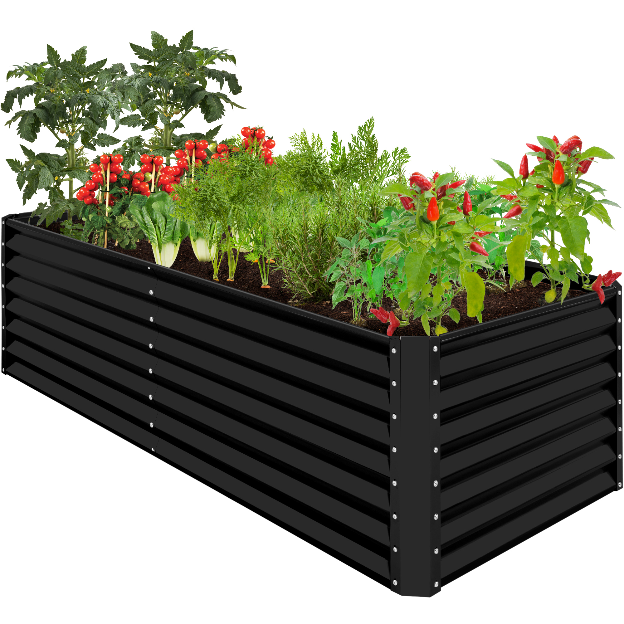 8x4x2ft Raised Metal Garden Bed Outdoor Planter Box For Vegetables, Flowers, Herbs, Succulents, 8x4x2ft - Black - Best Choice Products Online