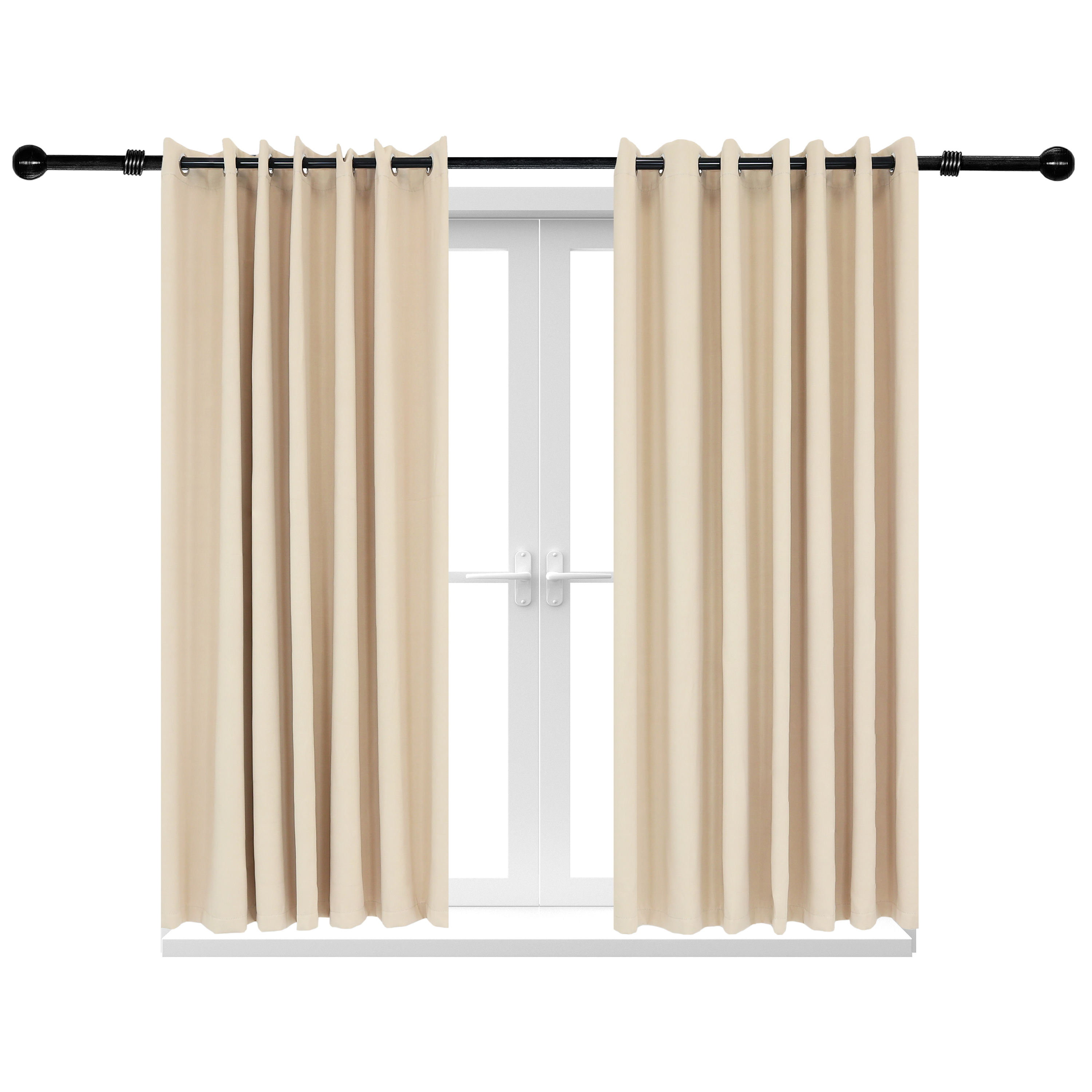 2 Indoor/Outdoor Blackout Curtain Panels with Grommet Top - 100 x 84 in (2.54 x 2.13 m) - Beige