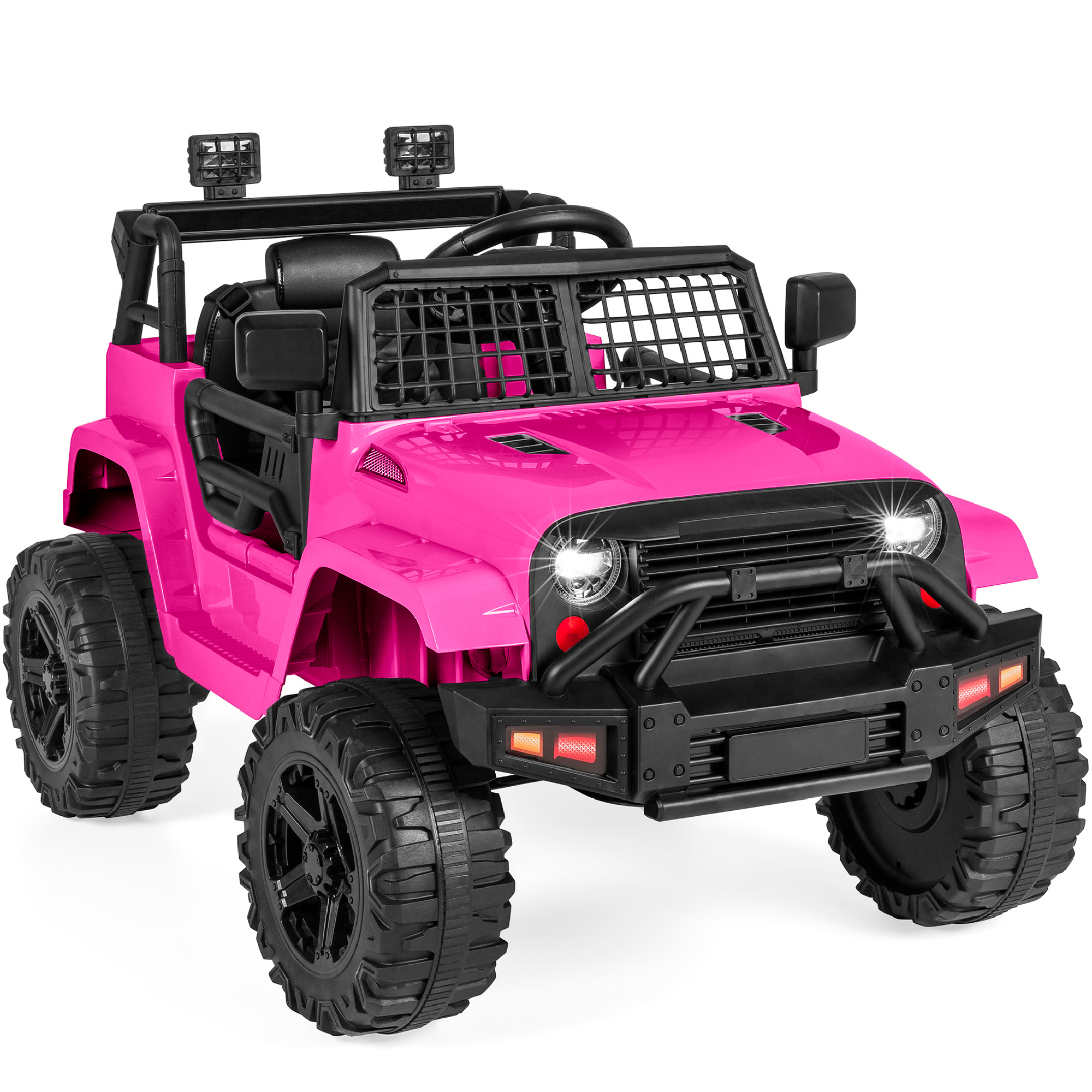 Ride-On Car For Kids w/ Parental Remote Control, 12V Battery Power, Spring Suspension Wheels, LED Lights - Hot Pink - Best Choice Products