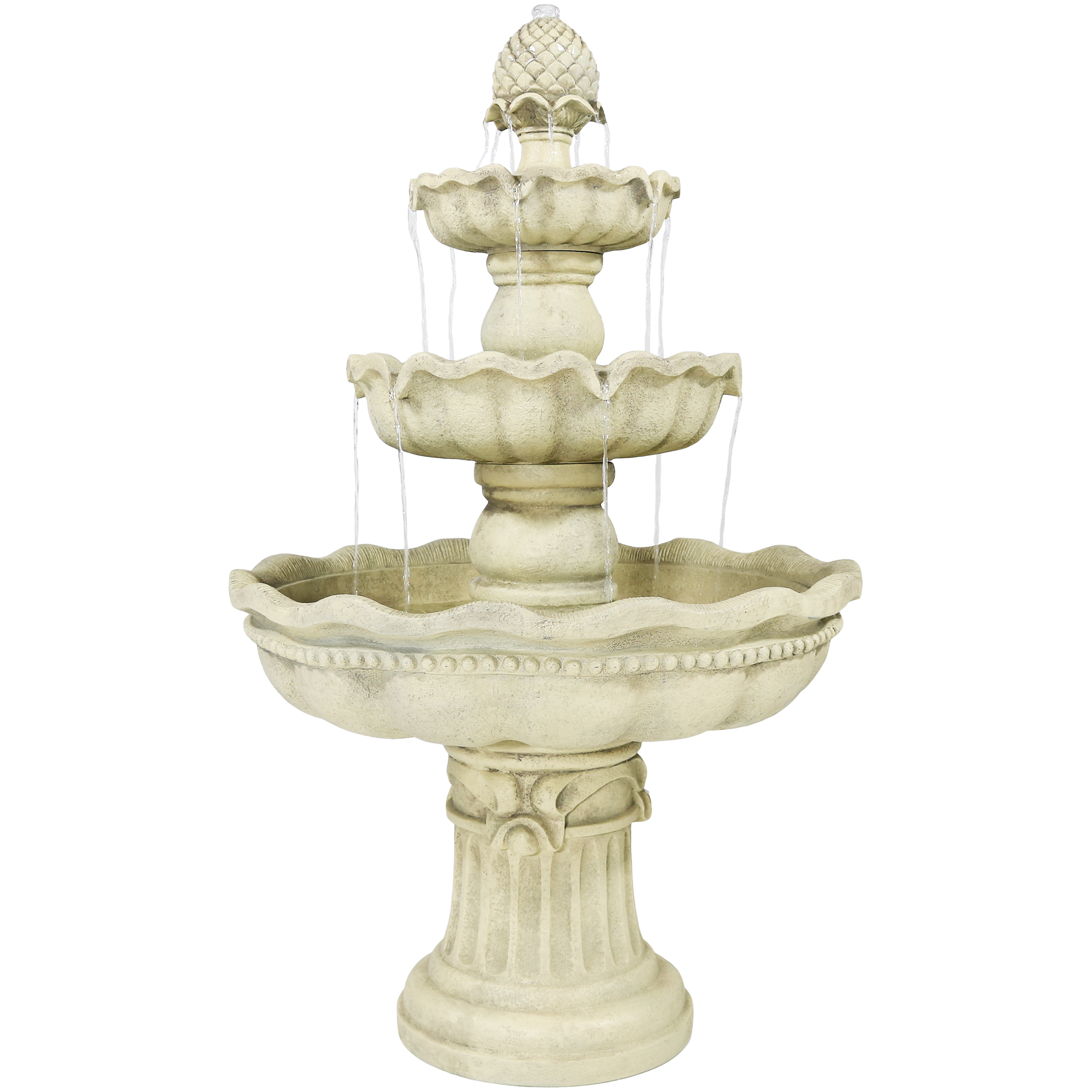 Sunnydaze 3-Tier Pineapple Outdoor Water Fountain - 51-Inch