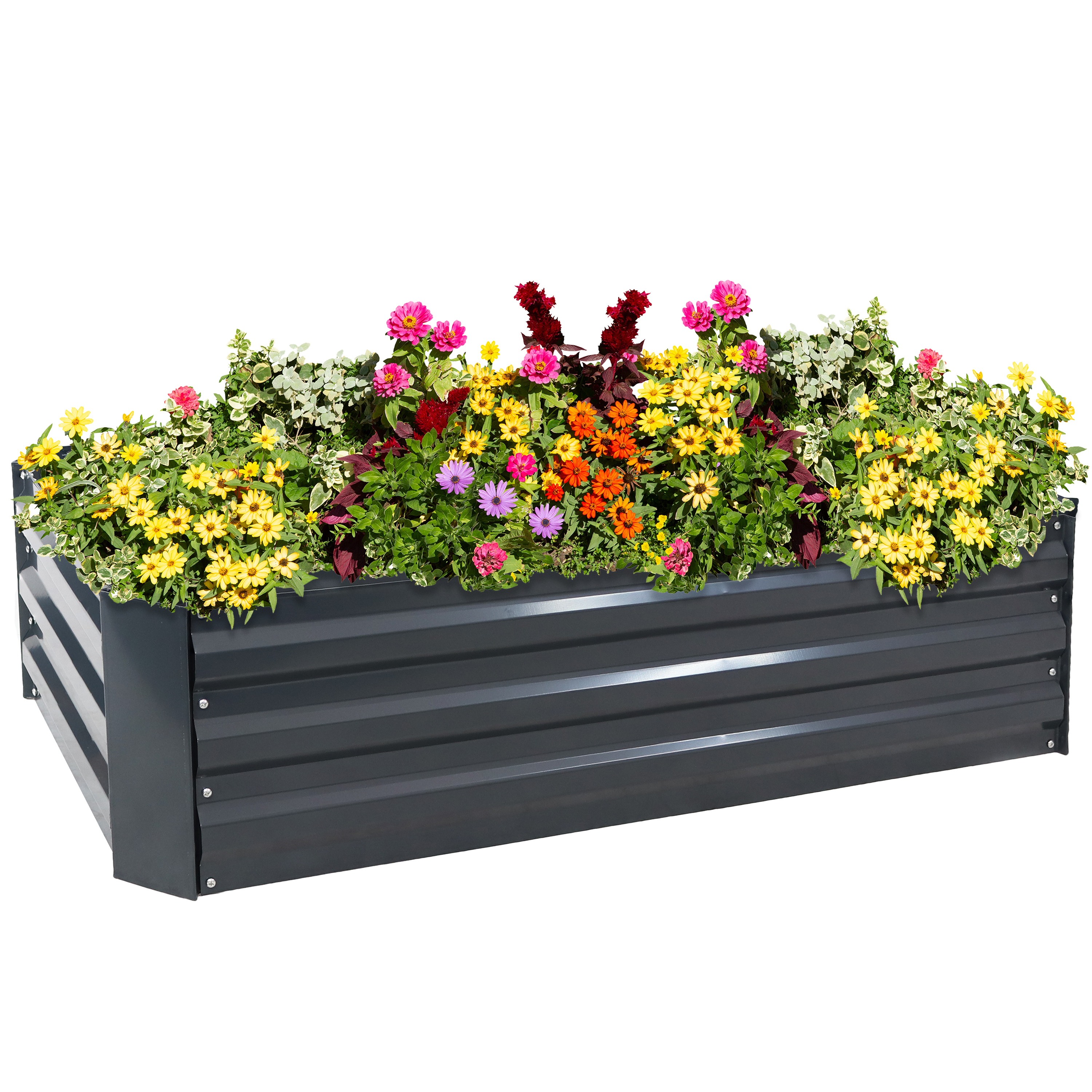 Sunnydaze Galvanized Steel Raised Bed - 48-Inch Rectangle - Dark Gray