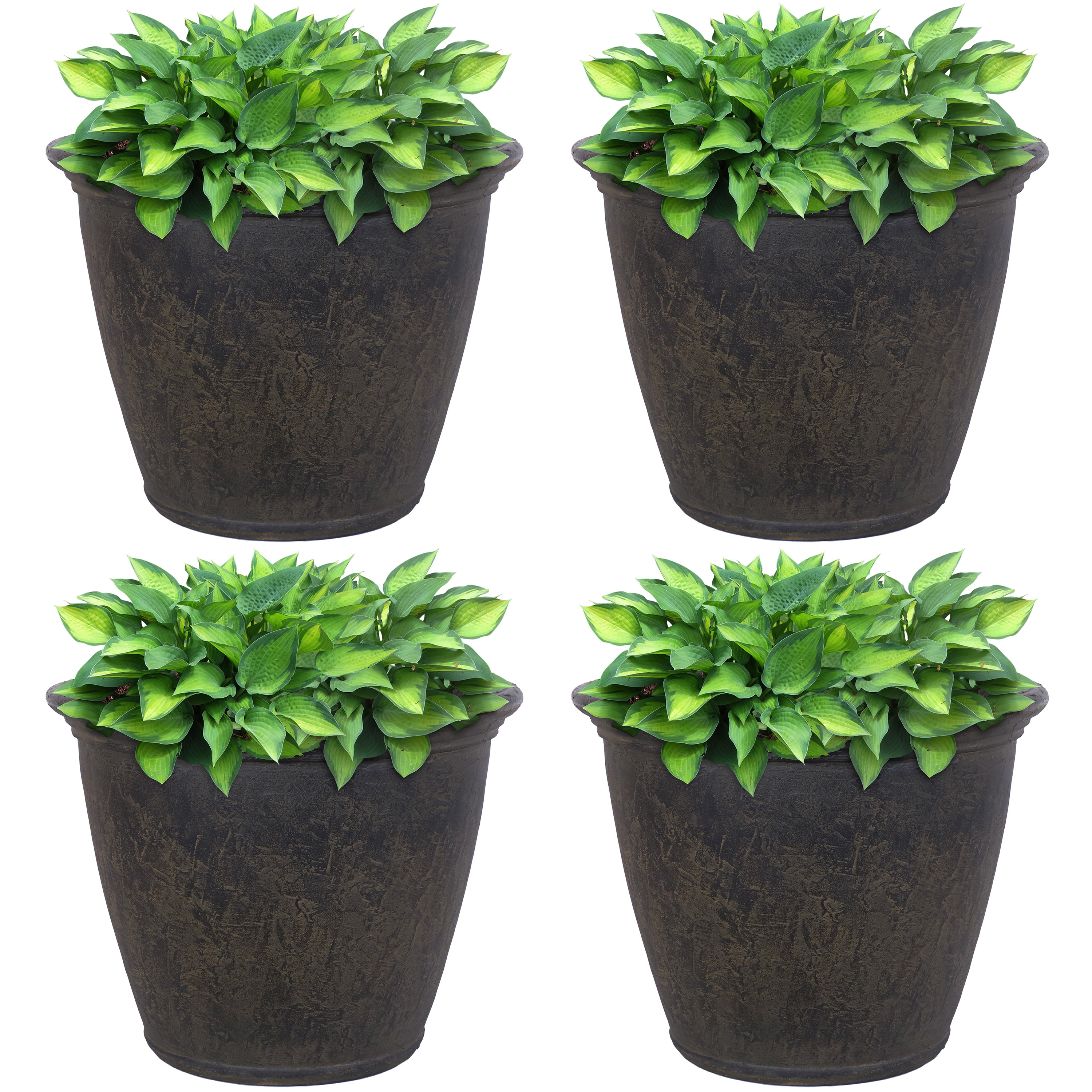 Sunnydaze Anjelica Outdoor Flower Pot Planter - Sable Finish  - 24-Inch - 4-Pack