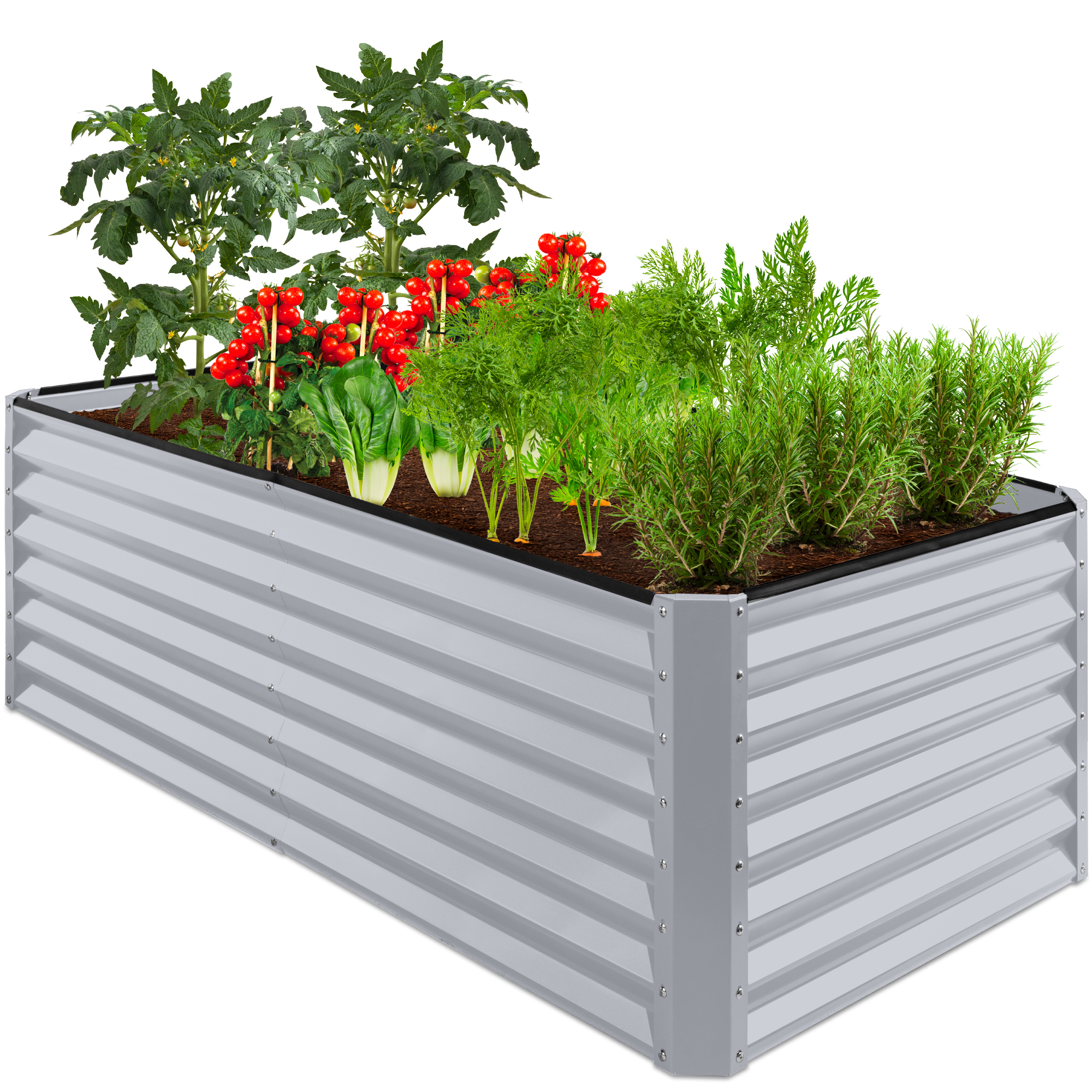 Raised Garden Bed 6x3x2ft, Outdoor Metal Planter Box For Vegetables, Flowers, Herbs, Succulents - Moonlight Gray - Best Choice Products Online