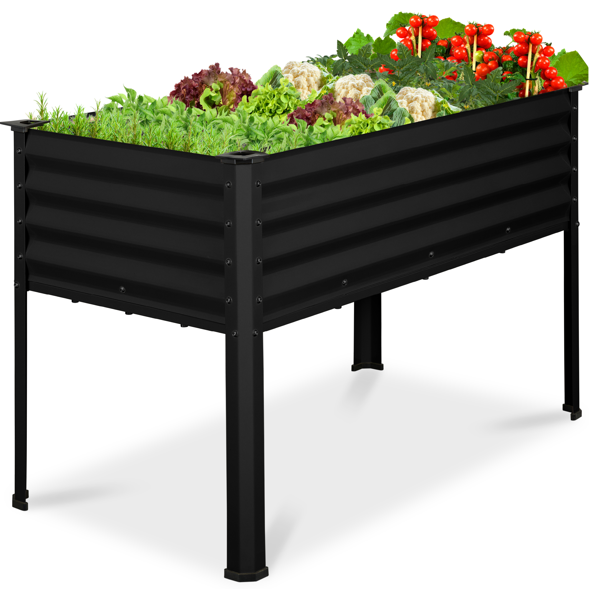 48x24x30in Elevated Galvanized Metal Garden Bed w/ Corner Protectors - Black - Best Choice Products Online