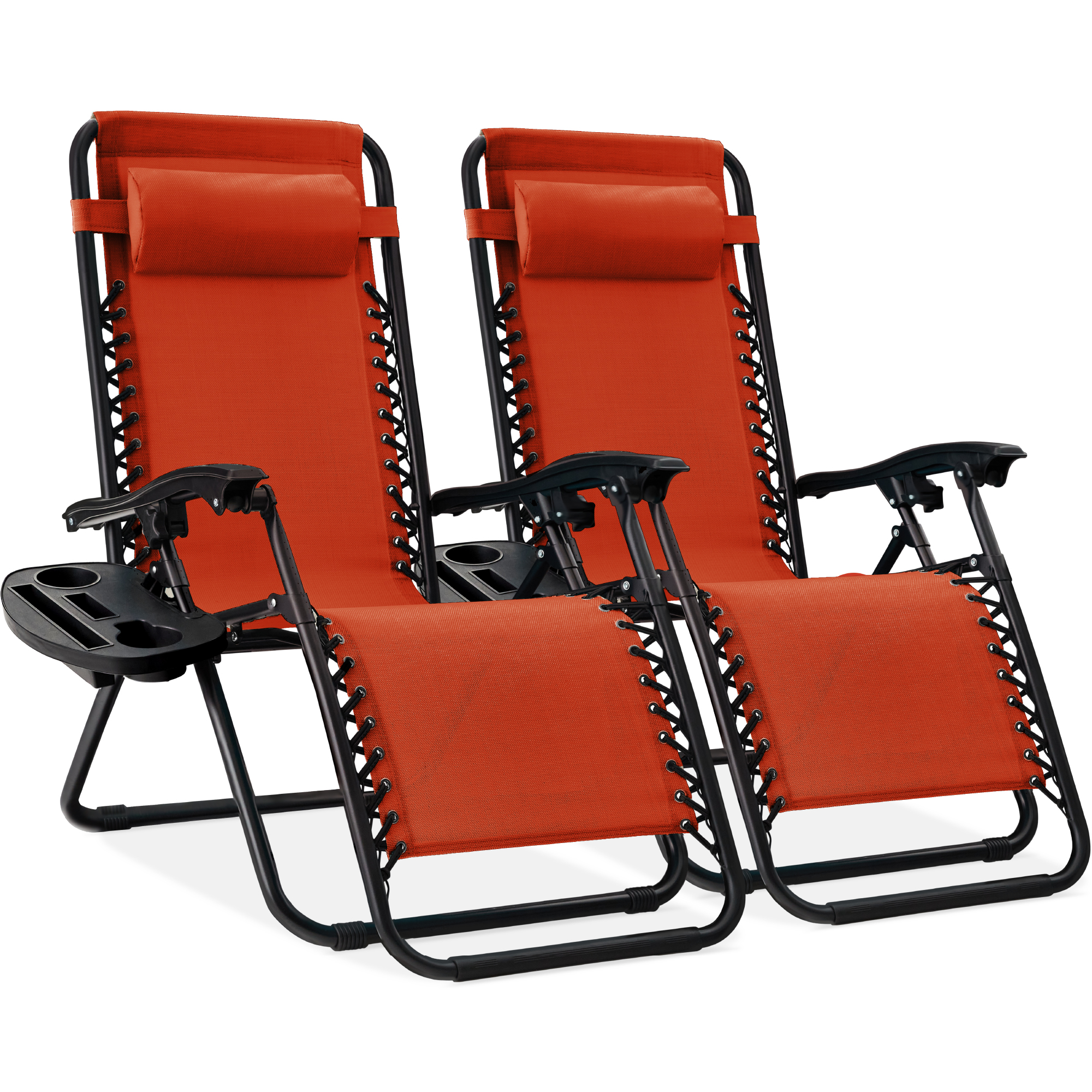 2-Pack Zero Gravity Chairs, Adjustable Lounge Recliners For Patio & Pool w/ Cup Holders - Burnt Orange - Best Choice Products Online