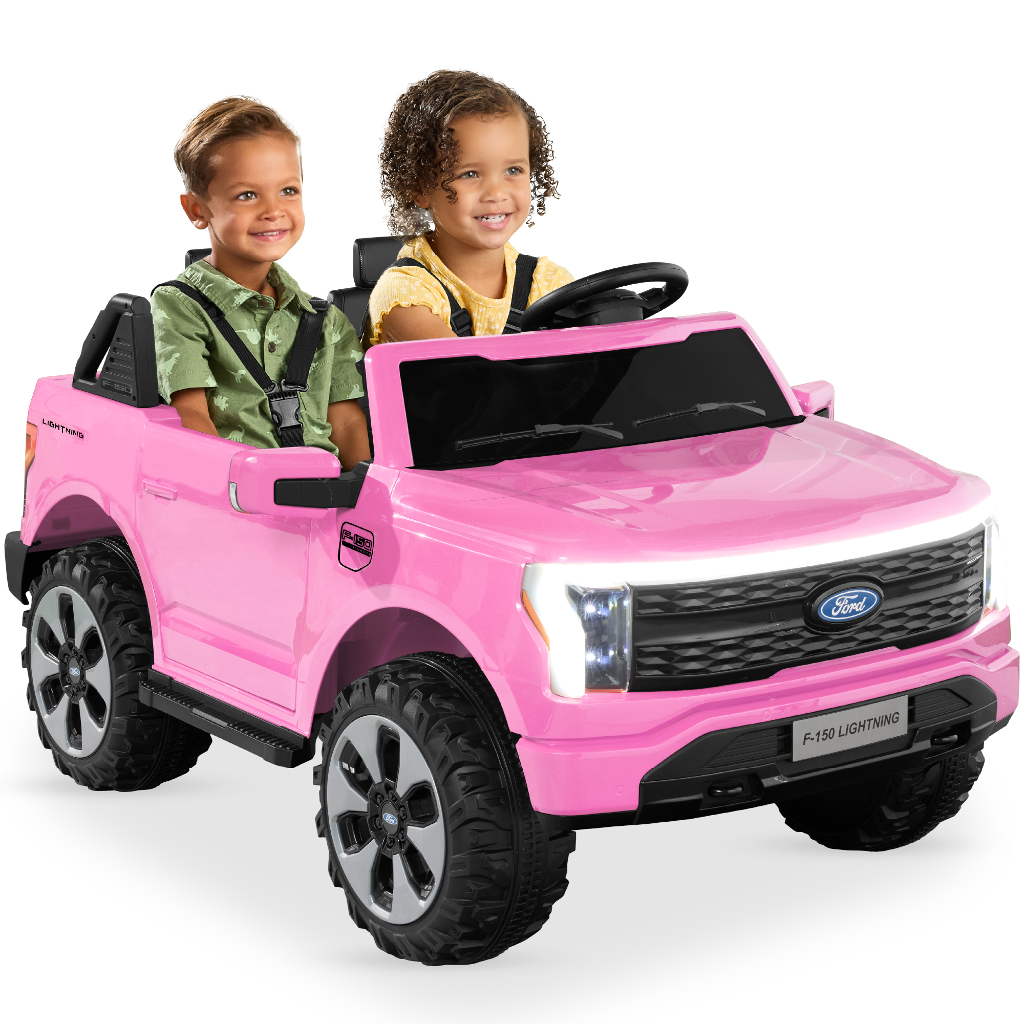 Kids 24V Ride On Truck Officially Licensed Ford Lightning w/ Remote, LED Lights, 2 Speeds - Pink - Best Choice Products Online