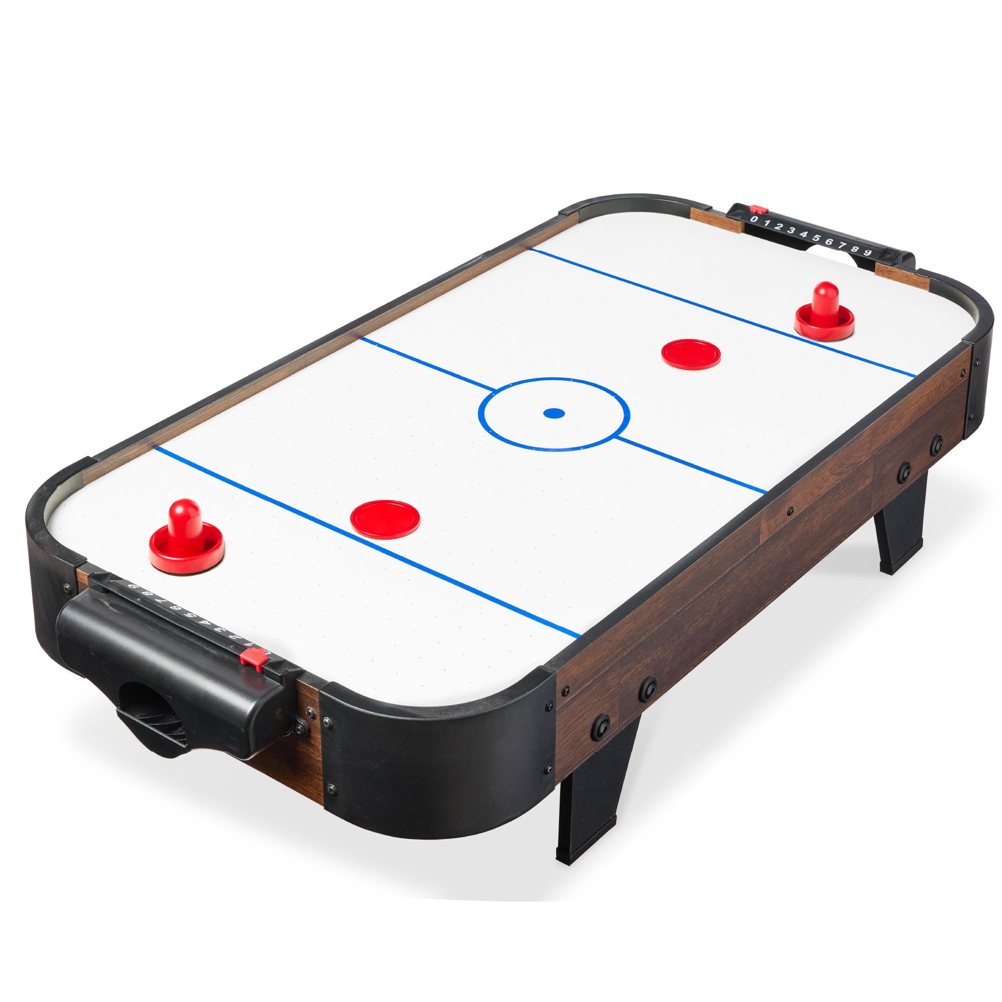 40in Air Hockey Arcade Table w/ 100V Motor, Electric Fan, 2 Strikers, 2 Pucks - Walnut - Best Choice Products Online