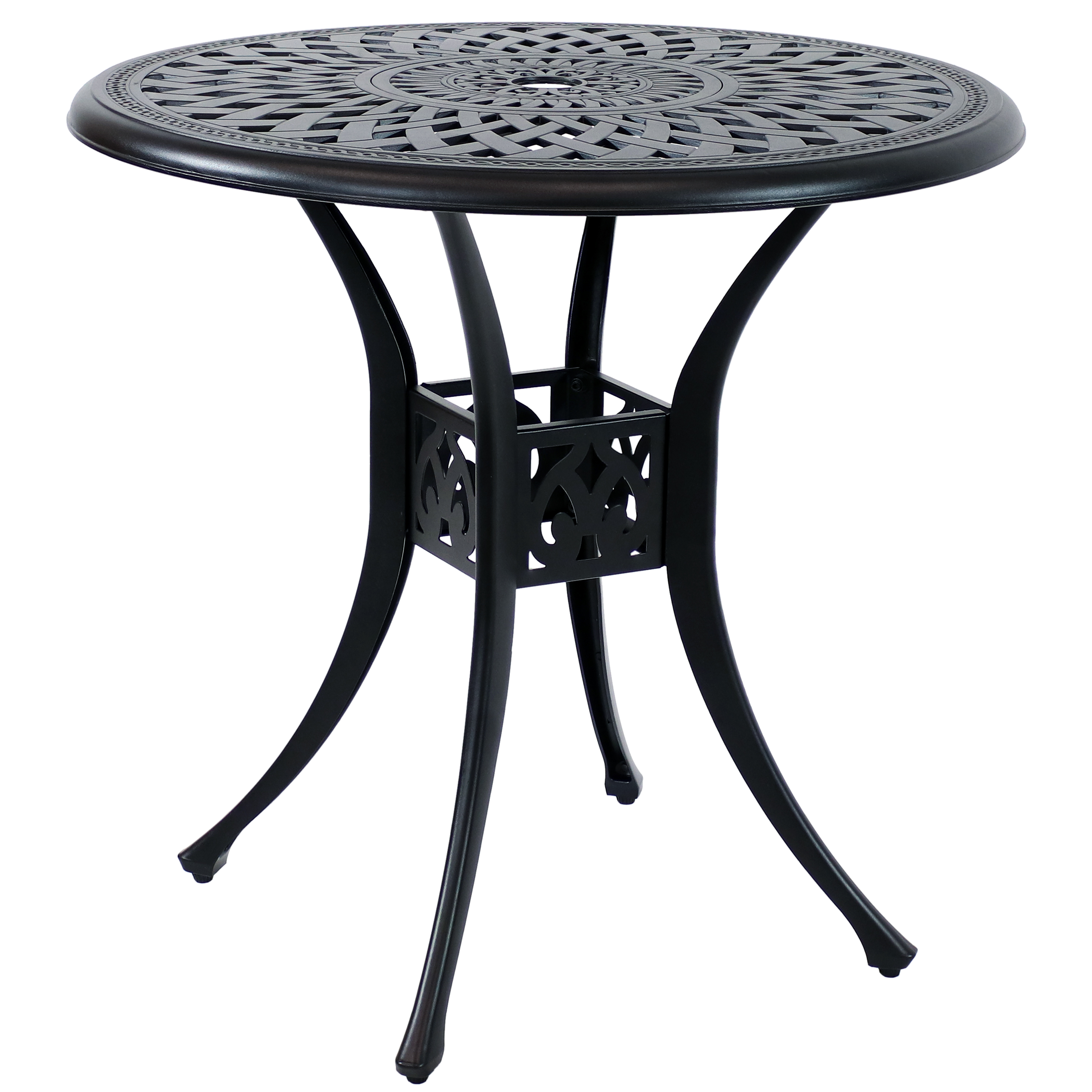 Sunnydaze Sigonella Cast Aluminum Outdoor Patio Table with Black Finish - 30.75"