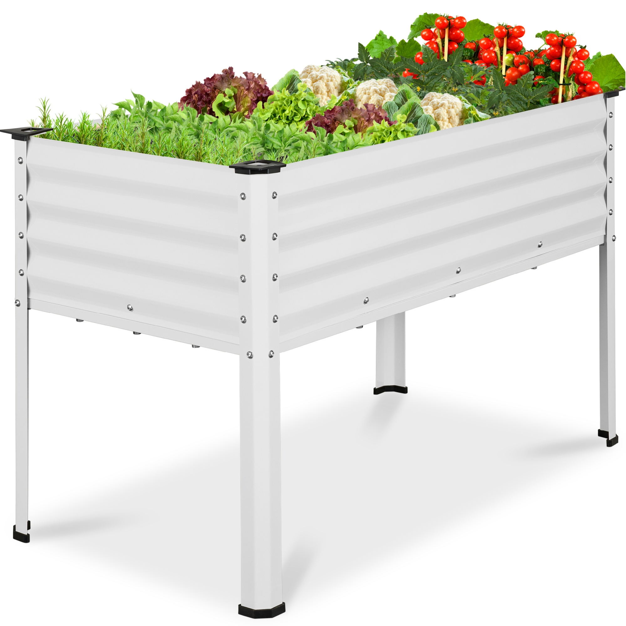 48x24x30in Elevated Galvanized Metal Garden Bed w/ Corner Protectors - White - Best Choice Products Online