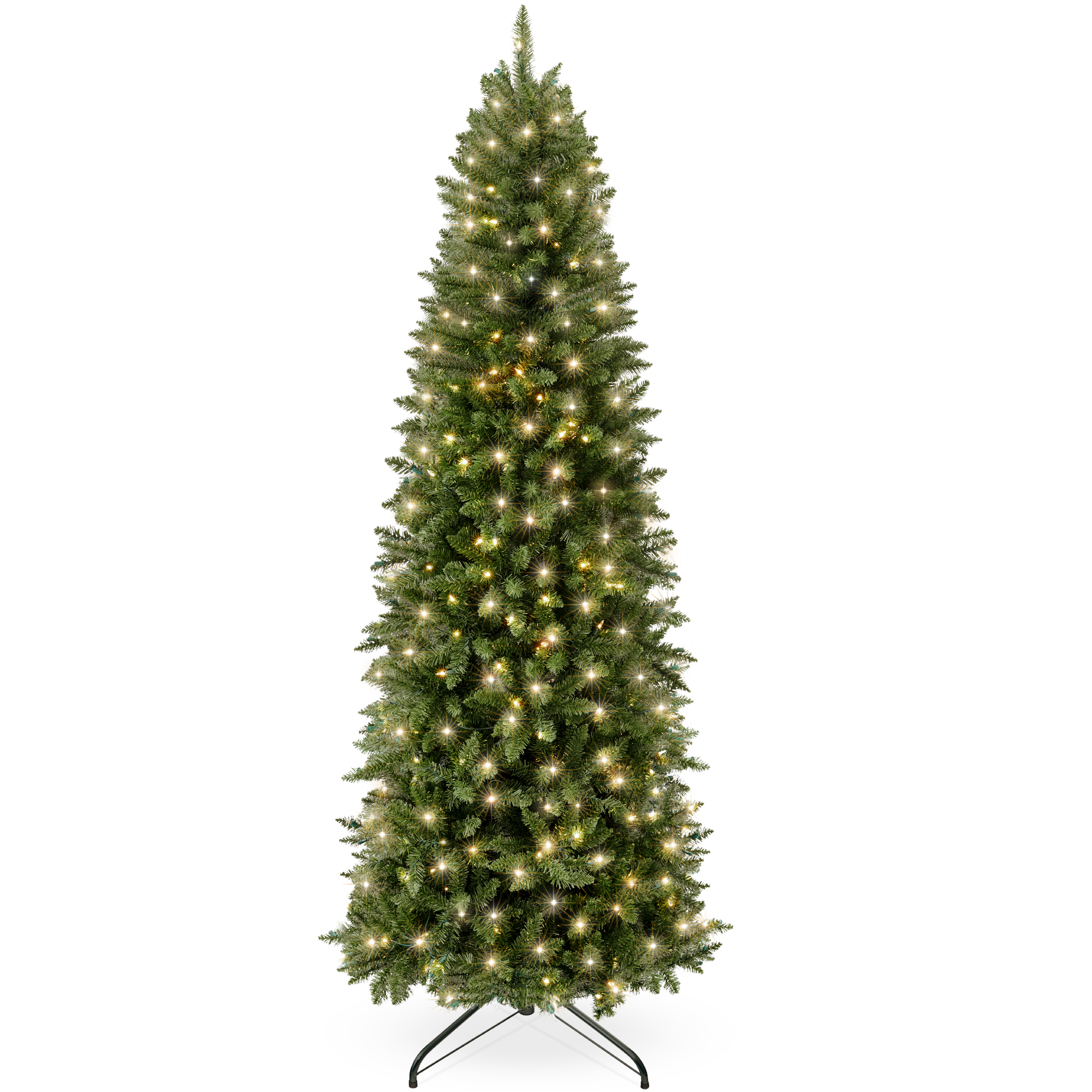 12ft Pre-Lit Pencil Christmas Tree, Spruce Style Holiday Décor w/ 1,818 Tips, 700 Lights, Base - Best Choice Products Online