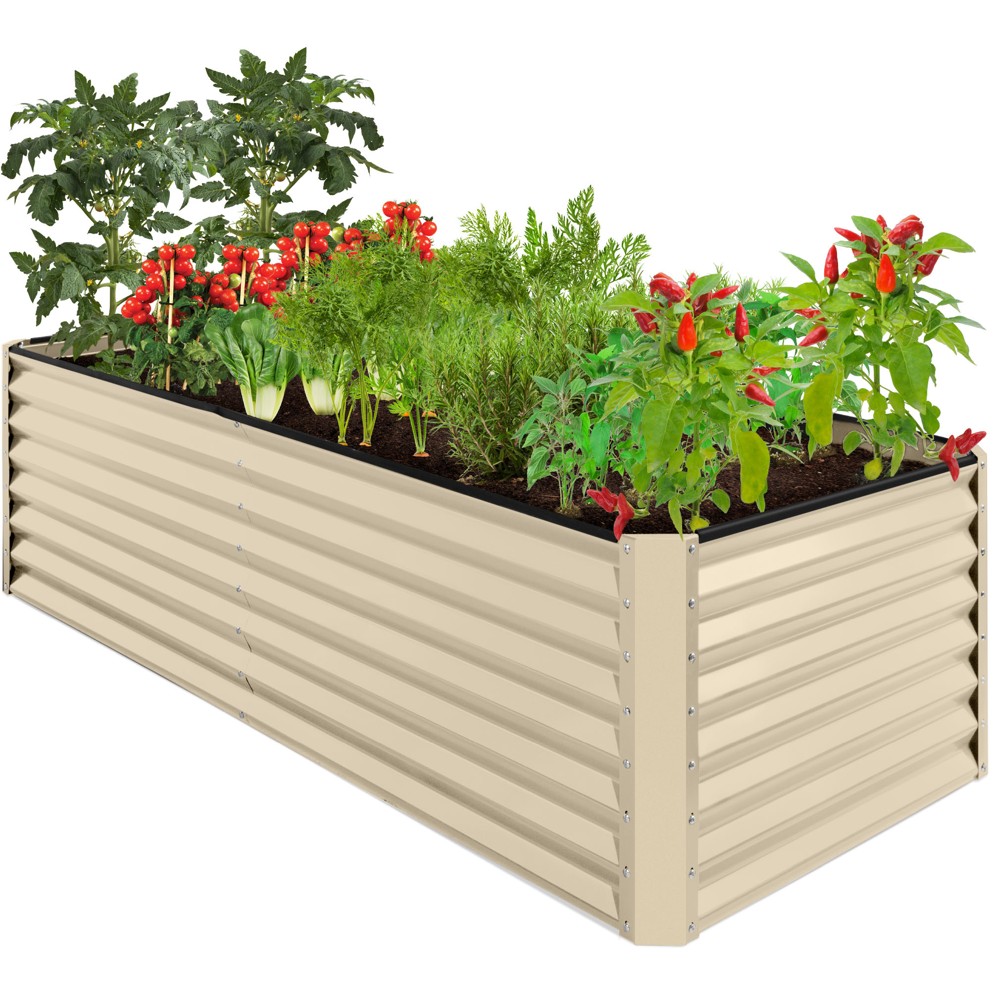 8x4x2ft Raised Metal Garden Bed 8x4x2ft Outdoor Planter Box For Vegetables, Flowers, Herbs, Succulents - Beige - Best Choice Products Online