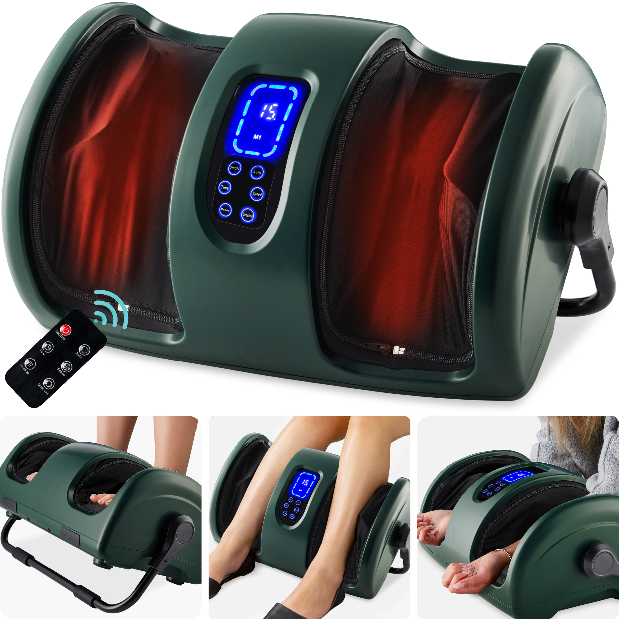 Shiatsu Foot Massager Therapeutic Reflexology w/ High-Intensity Rollers, Electric - Dark Green - Best Choice Products Online